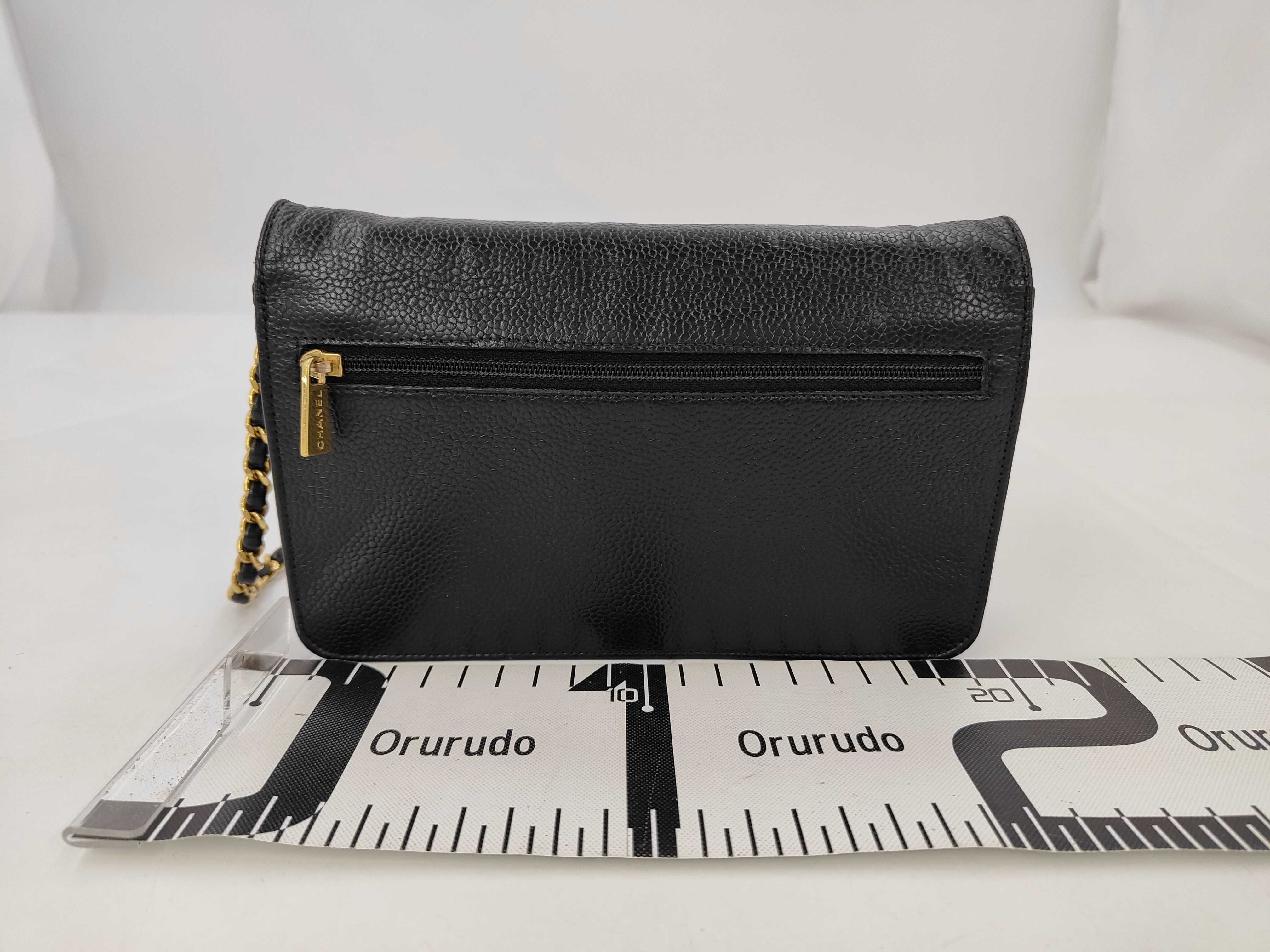Caviar Skin Coco Mark Chain Wallet Shoulder Bag Black Serial Shoulder Bag — view 2