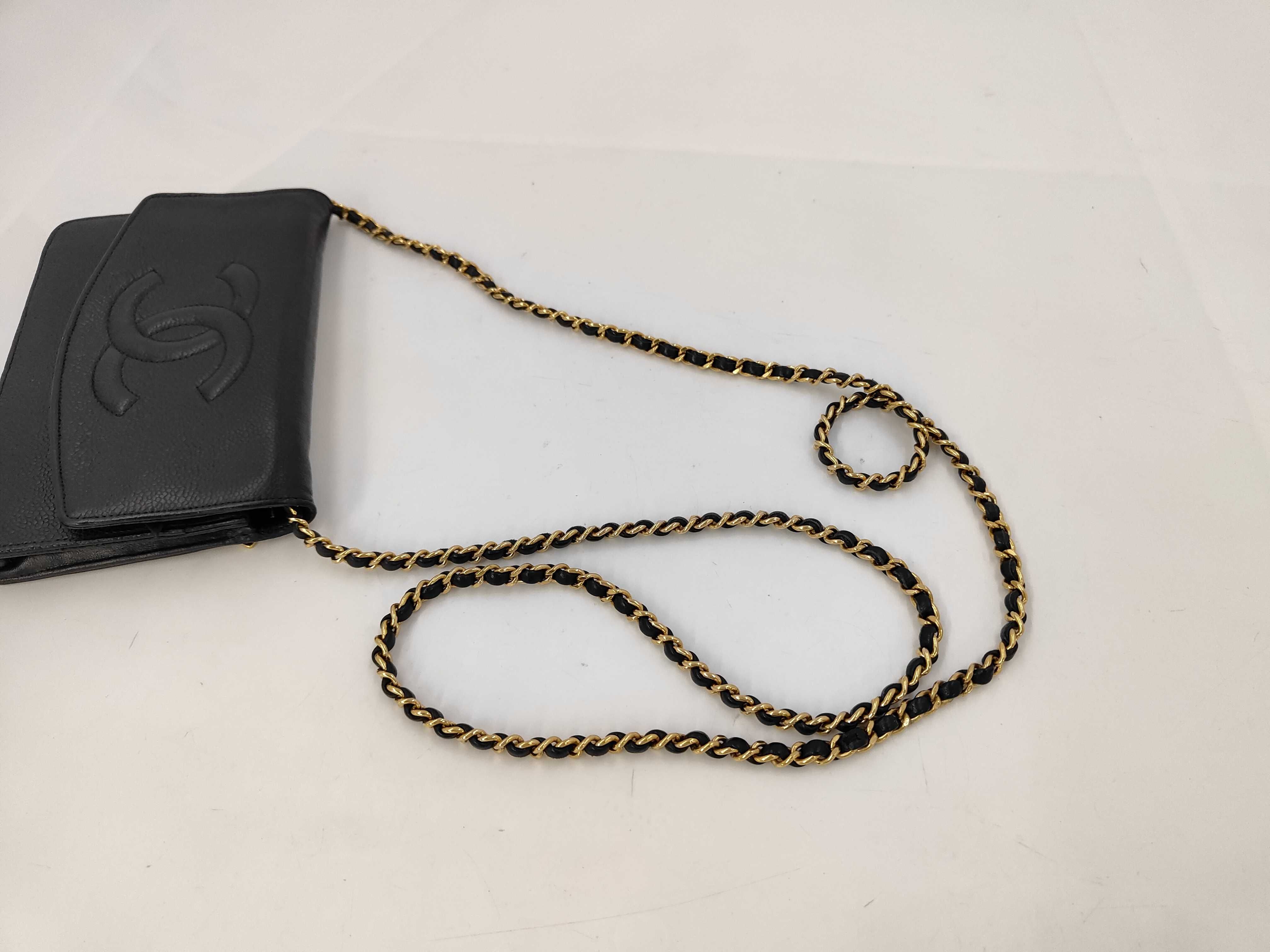 Caviar Skin Coco Mark Chain Wallet Shoulder Bag Black Serial Shoulder Bag — view 5