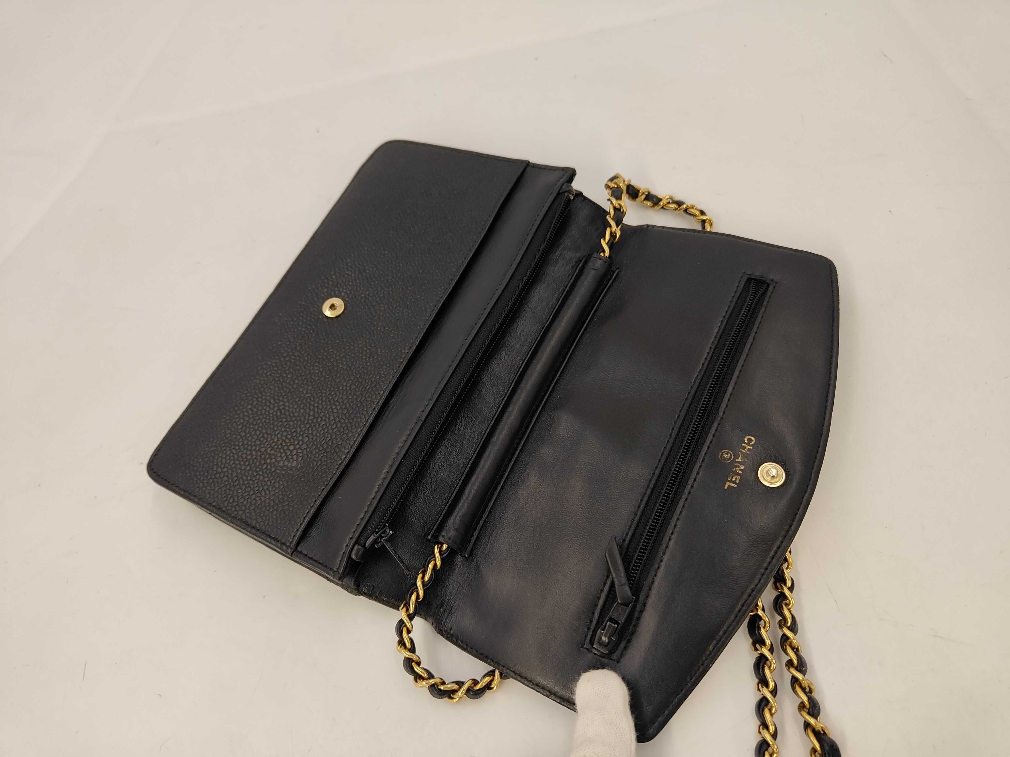 Caviar Skin Coco Mark Chain Wallet Shoulder Bag Black Serial Shoulder Bag — view 8