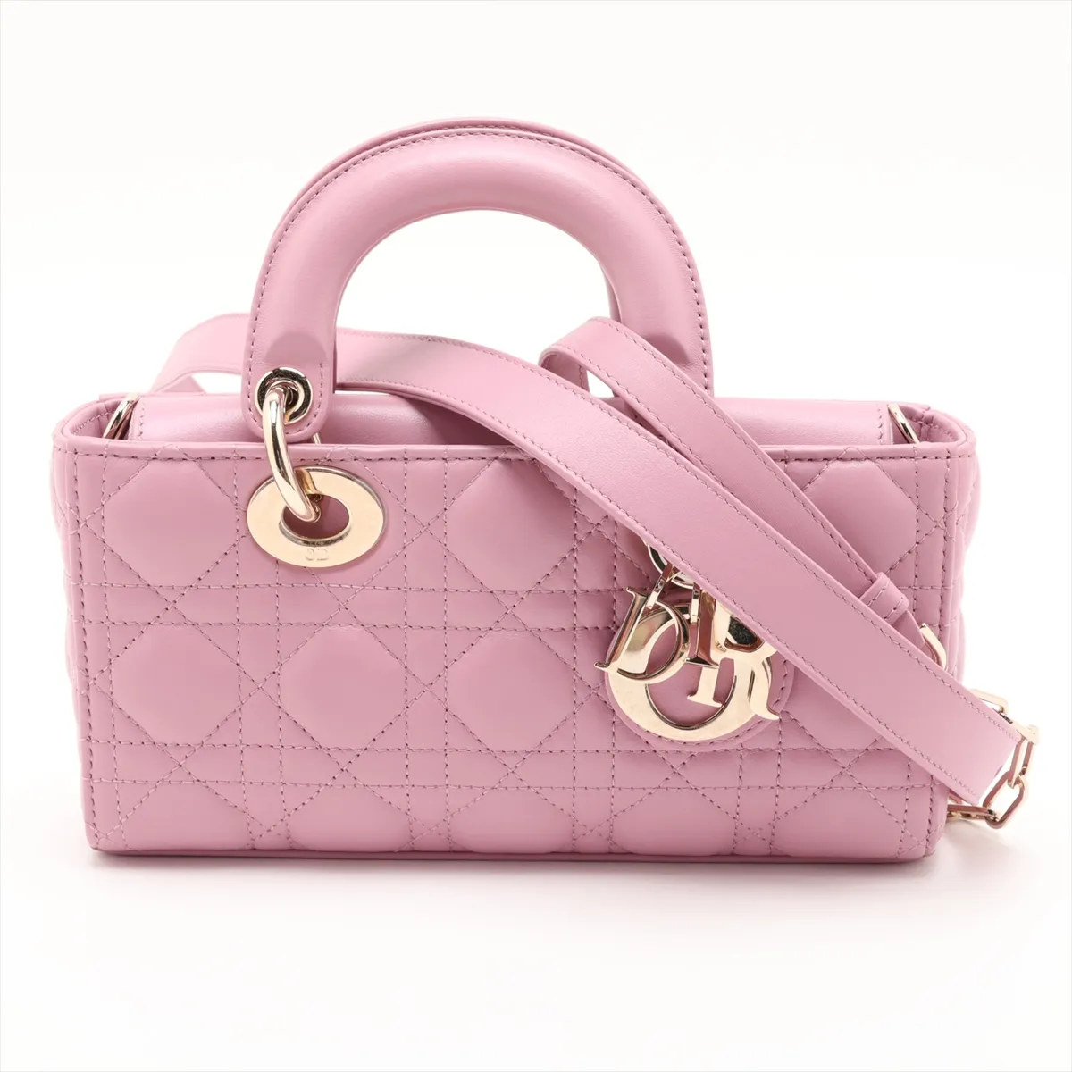 Cannage Lady D-Joy Leather 2-Way Handbag, Pink, Star Mark