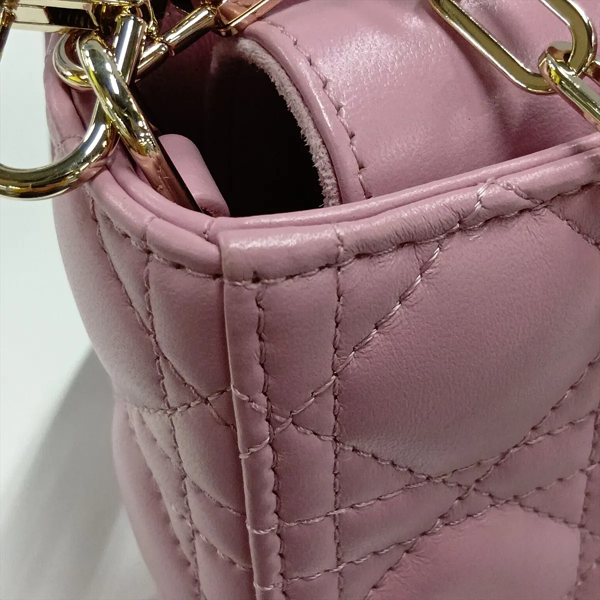Cannage Lady D-Joy Leather 2-Way Handbag, Pink, Star Mark — view 14