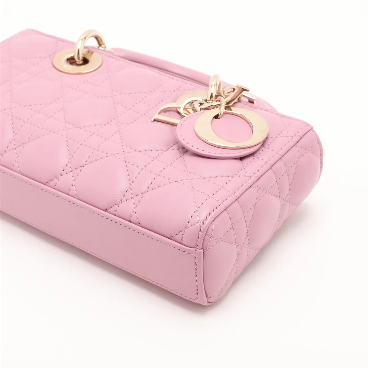 Cannage Lady D-Joy Leather 2-Way Handbag, Pink, Star Mark — view 3