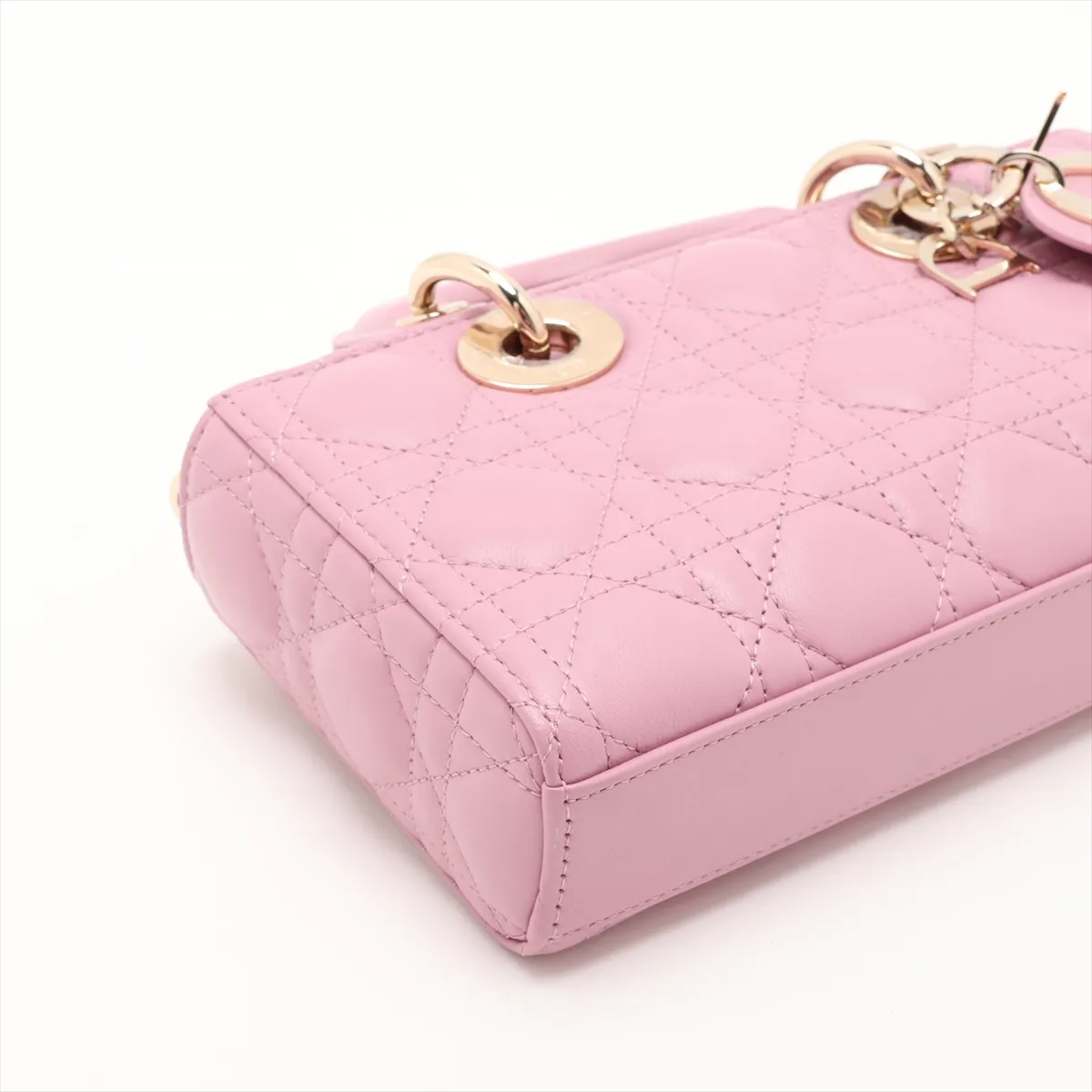 Cannage Lady D-Joy Leather 2-Way Handbag, Pink, Star Mark — view 4