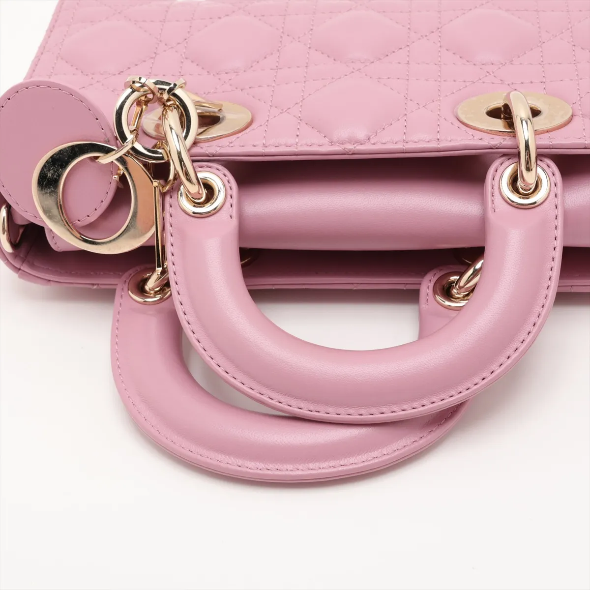 Cannage Lady D-Joy Leather 2-Way Handbag, Pink, Star Mark — view 5