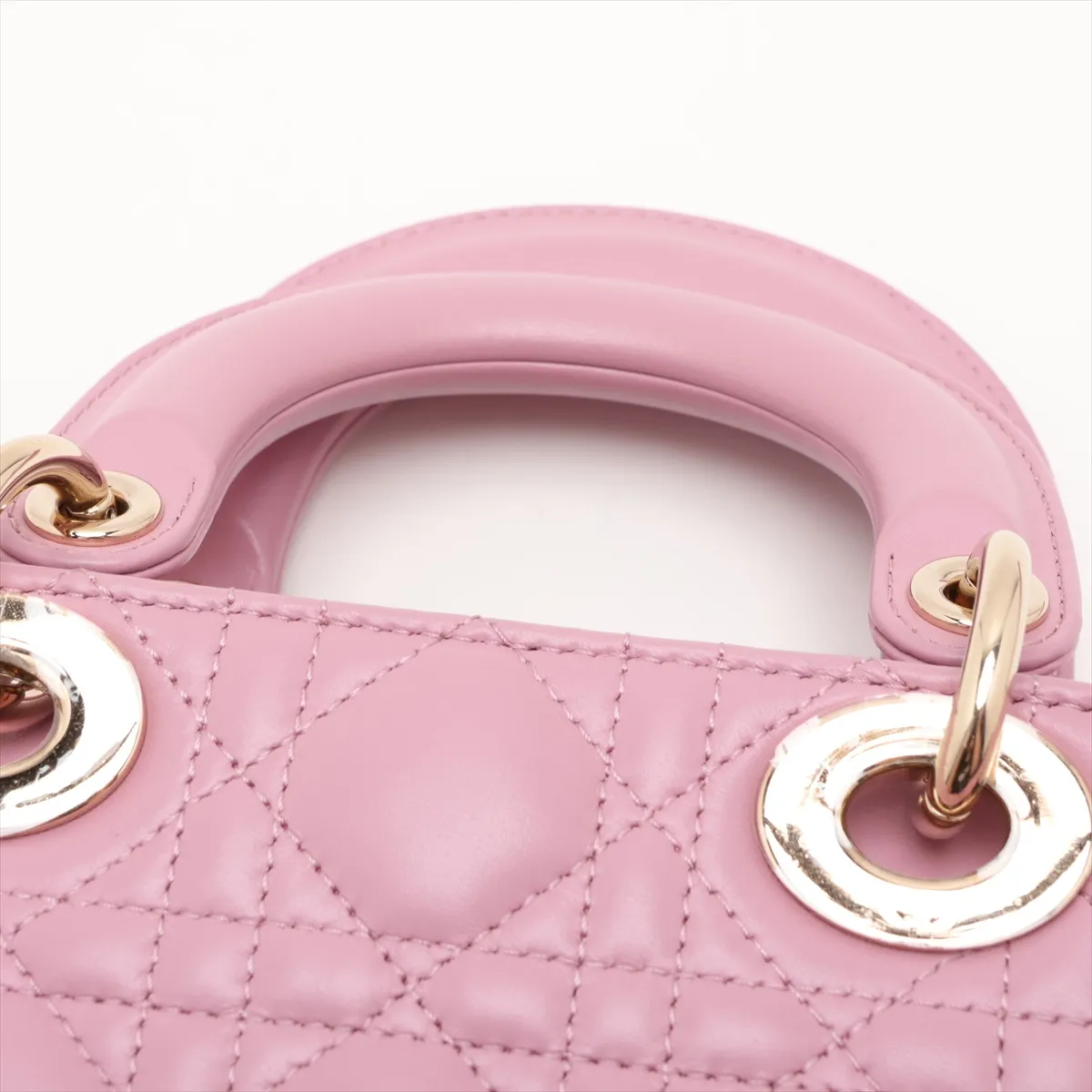 Cannage Lady D-Joy Leather 2-Way Handbag, Pink, Star Mark — view 6