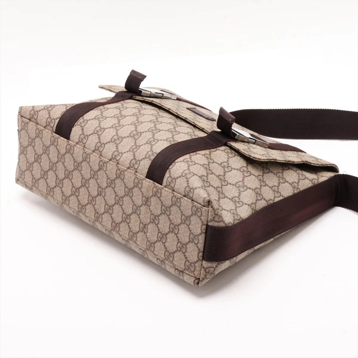 GG Supreme PVC x Leather Shoulder Bag, Beige x Brown, 122373 — view 3