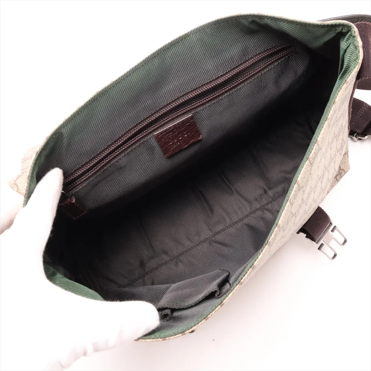 GG Supreme PVC x Leather Shoulder Bag, Beige x Brown, 122373 — view 6