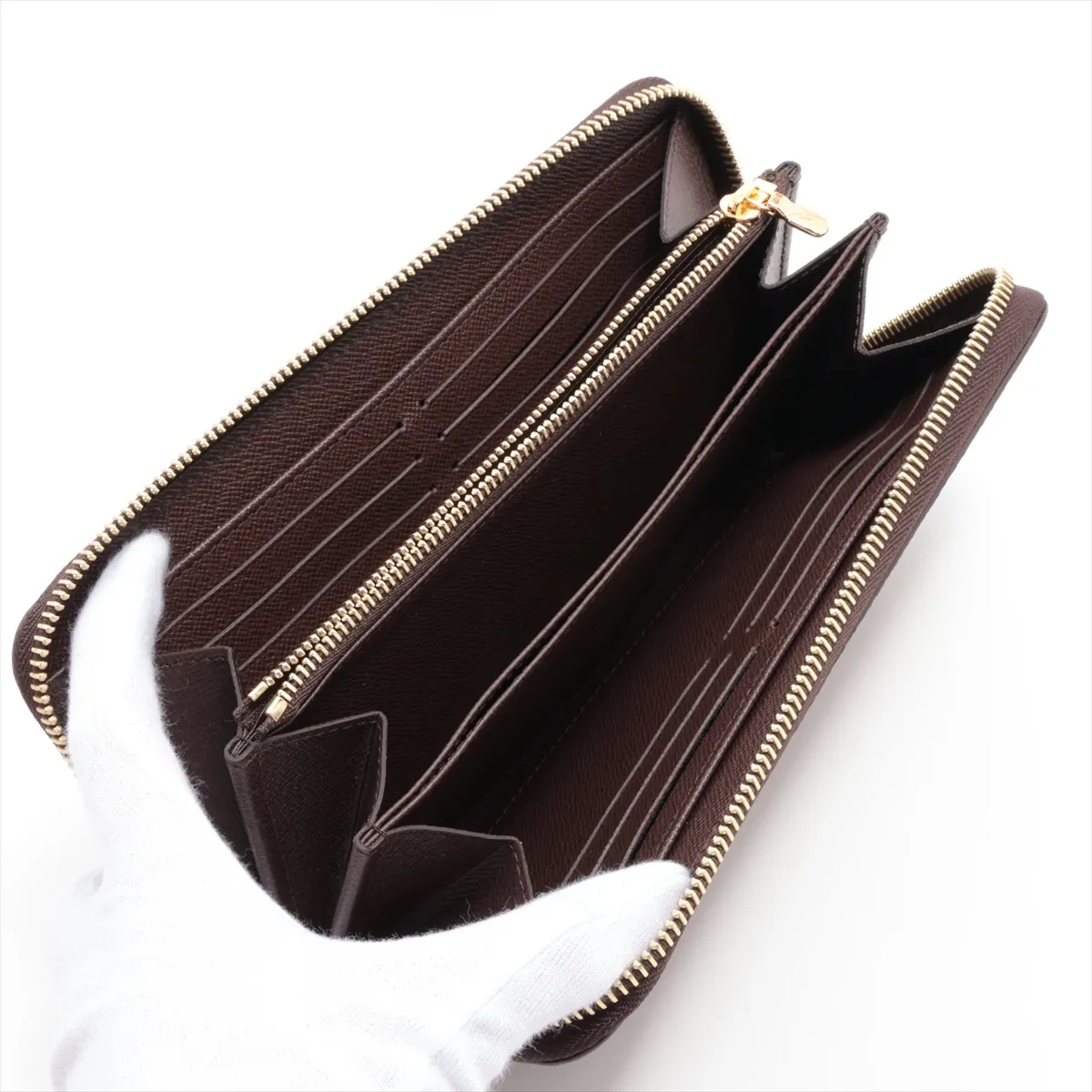 Damier Zippy Wallet N41661 Brown Round Zip Wallet RFID Reactive — view 3