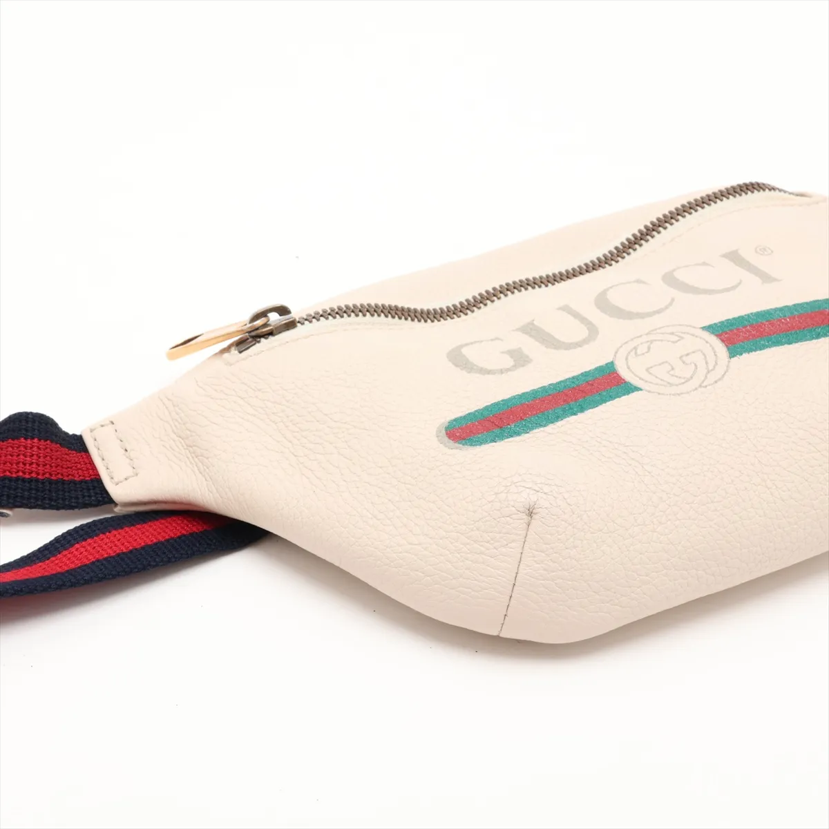 logo print 527792 leather body bag, white — view 4