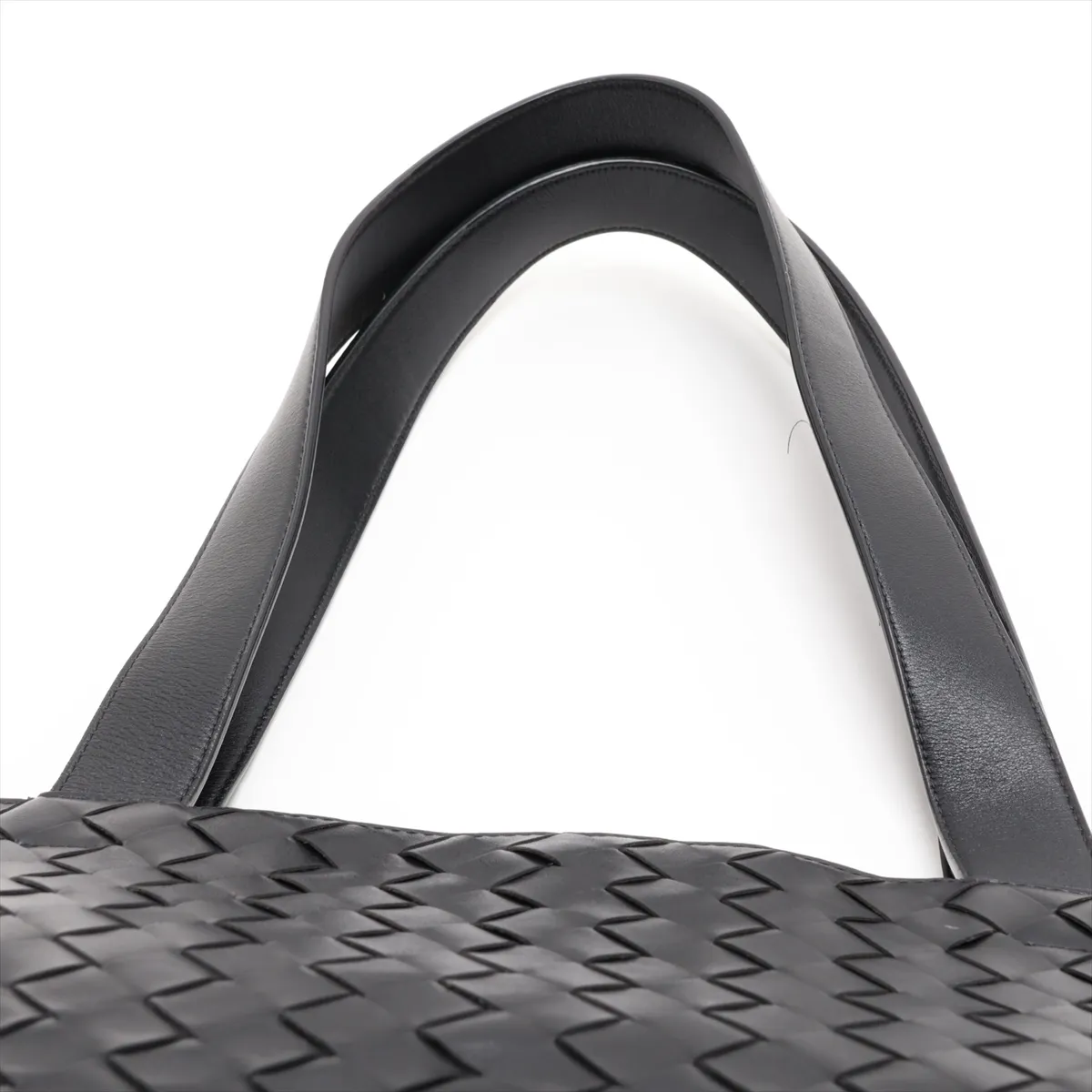 Intrecciato Leather Tote Bag, Black — view 6