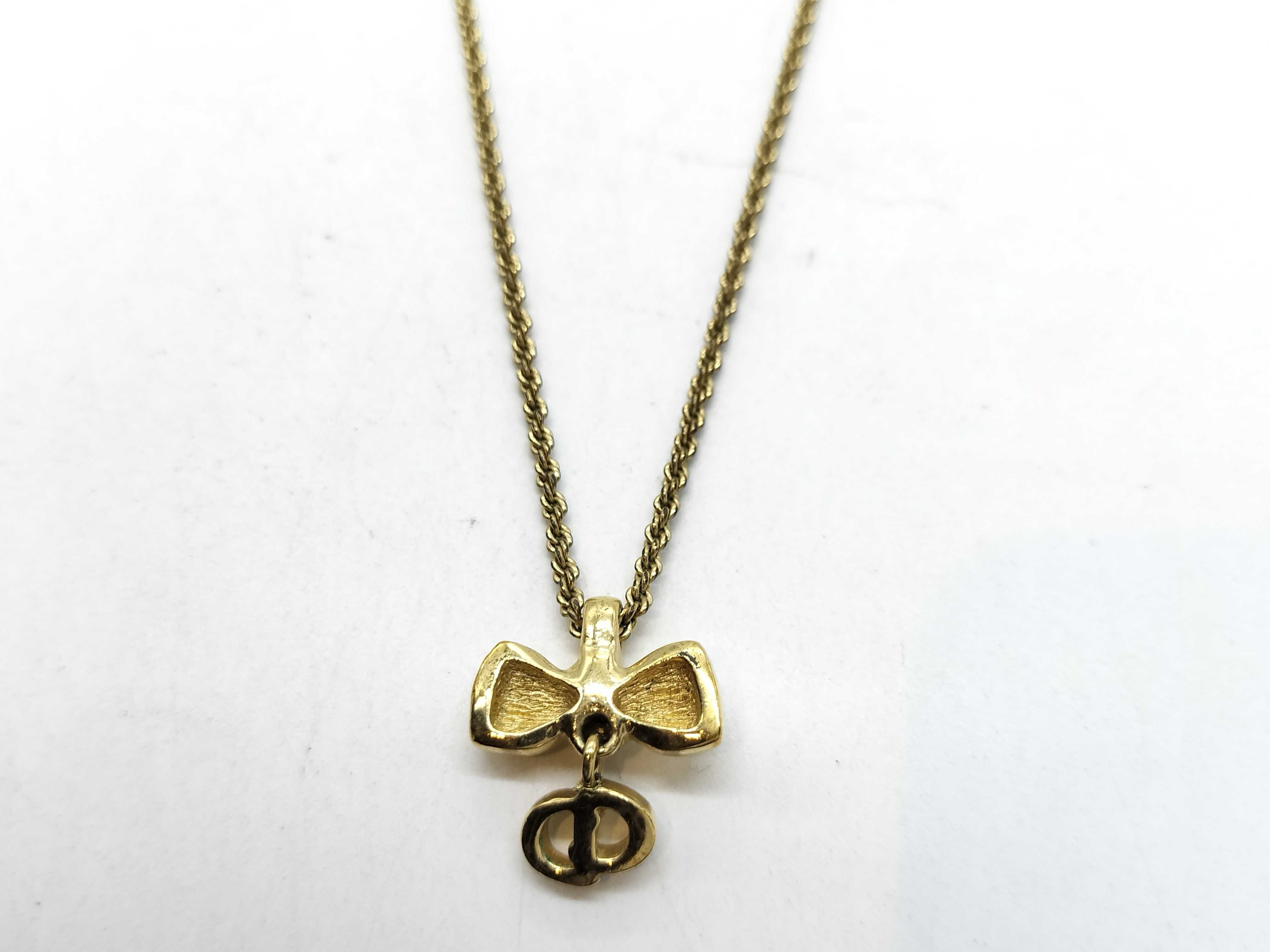 Gold-Plated CD Logo Ribbon Necklace — view 2