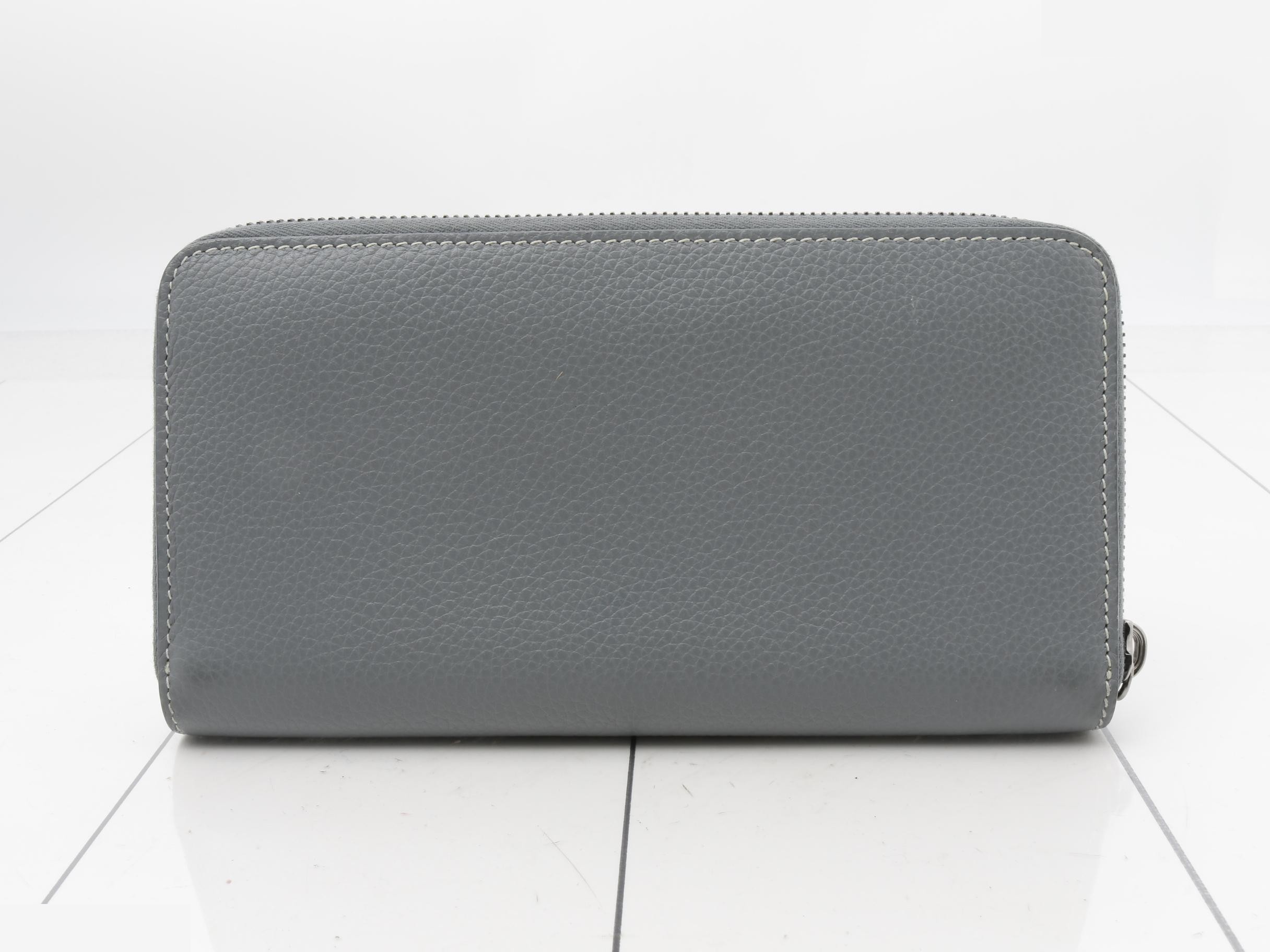 Round zipper long wallet, bag/wallet, gray — view 2