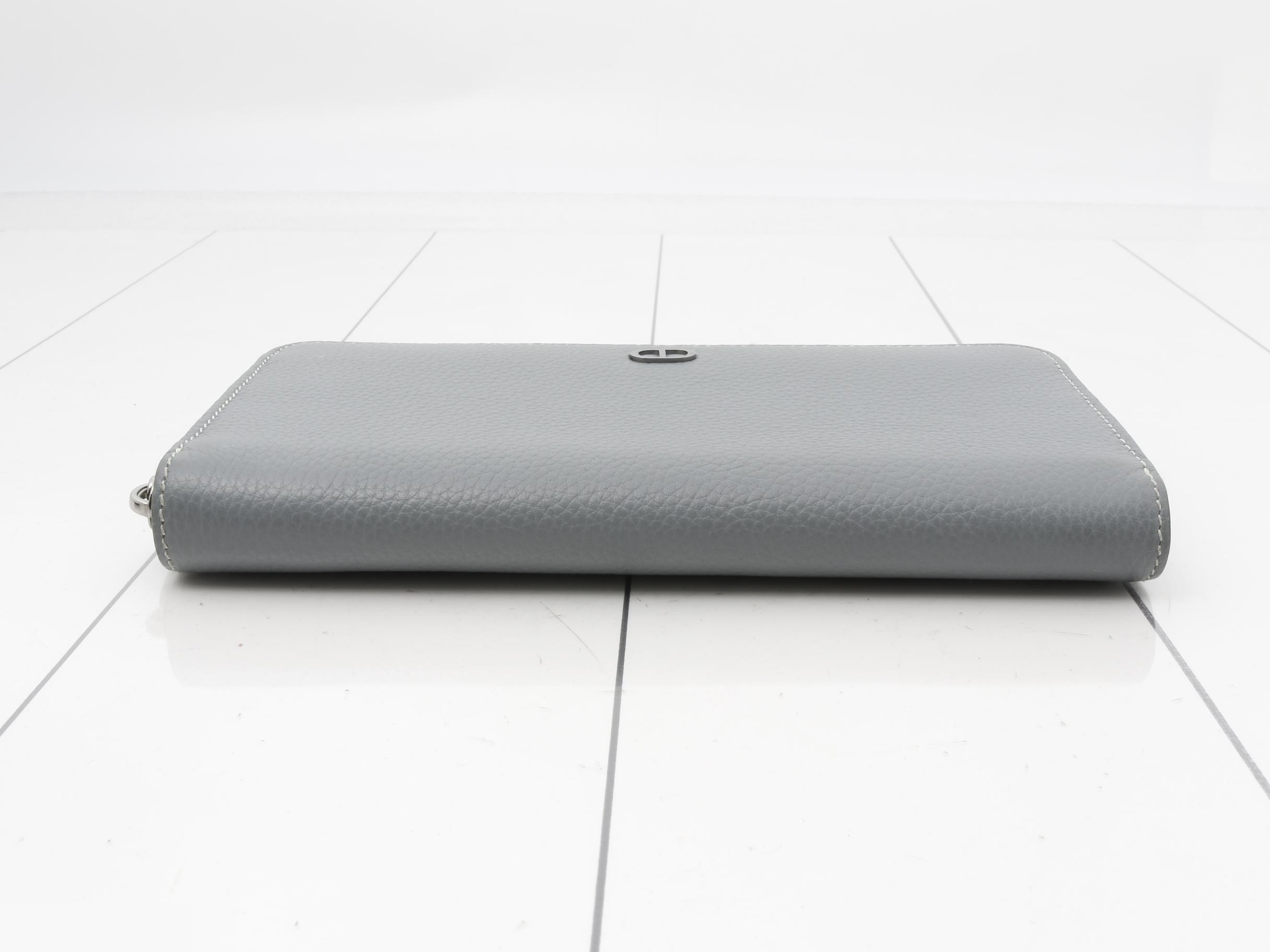 Round zipper long wallet, bag/wallet, gray — view 3