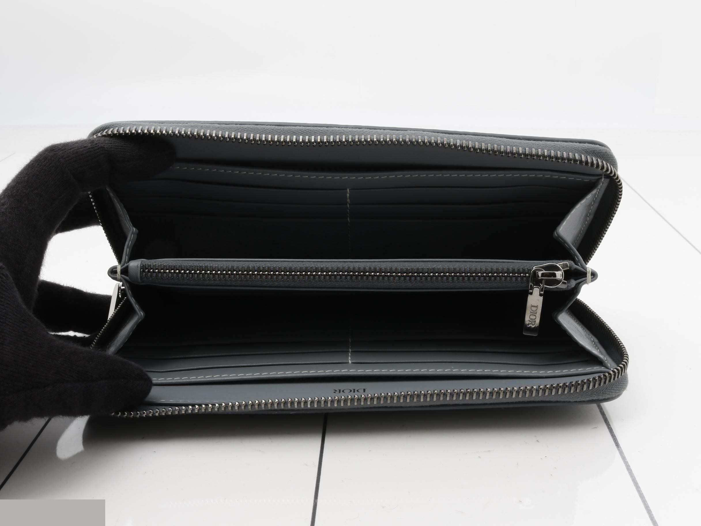 Round zipper long wallet, bag/wallet, gray — view 4