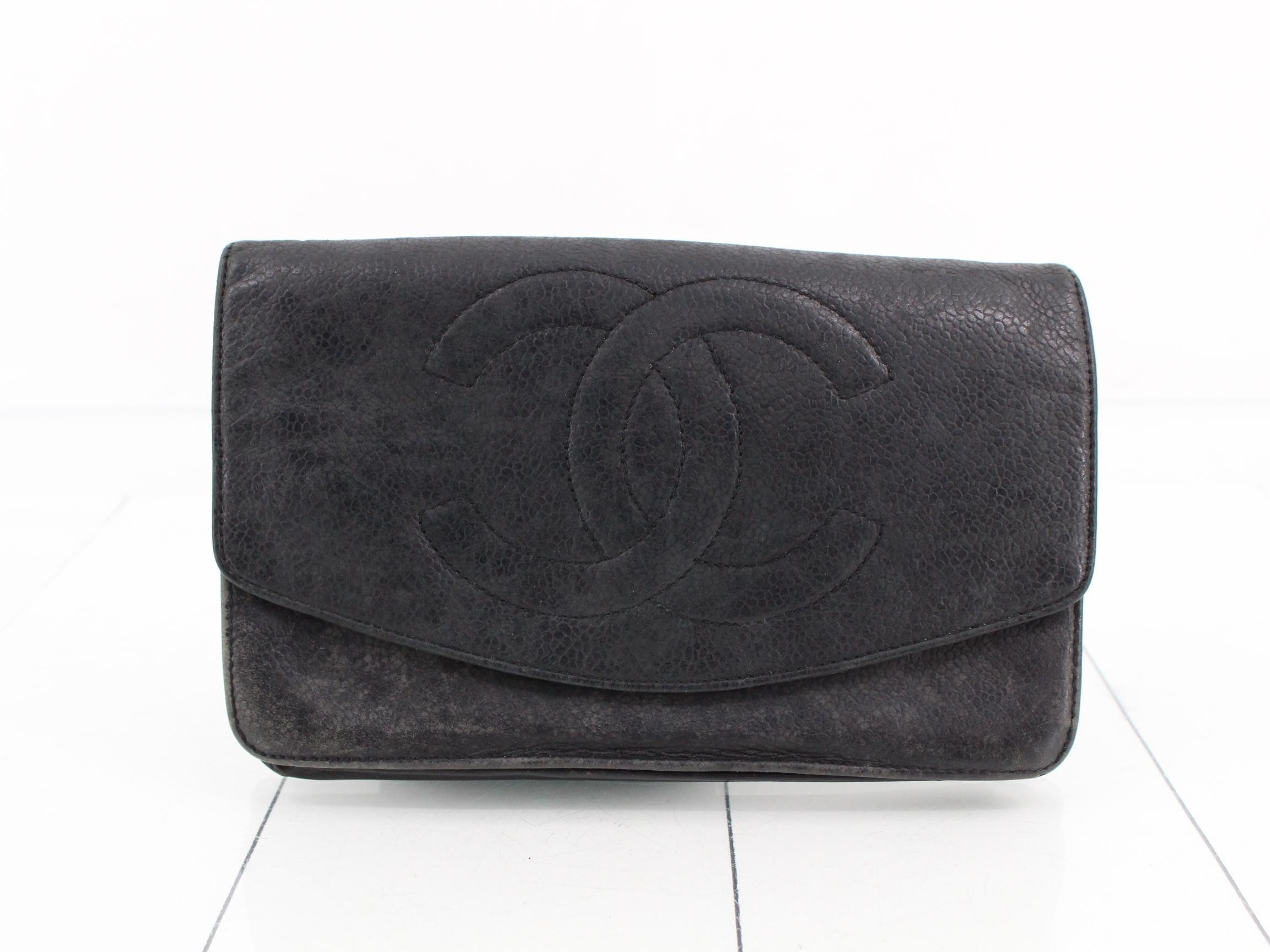 Caviar Skin Coco Mark Long Wallet