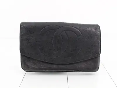 Caviar Skin Coco Mark Long Wallet