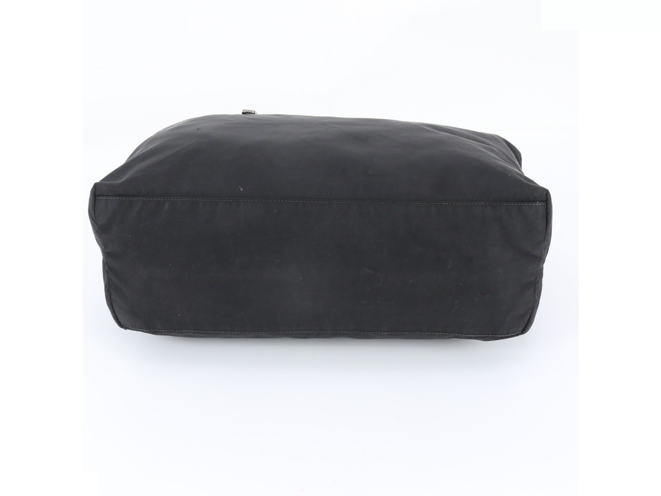 Tessuto Nylon Triangle Logo Leather Tote Bag — view 6