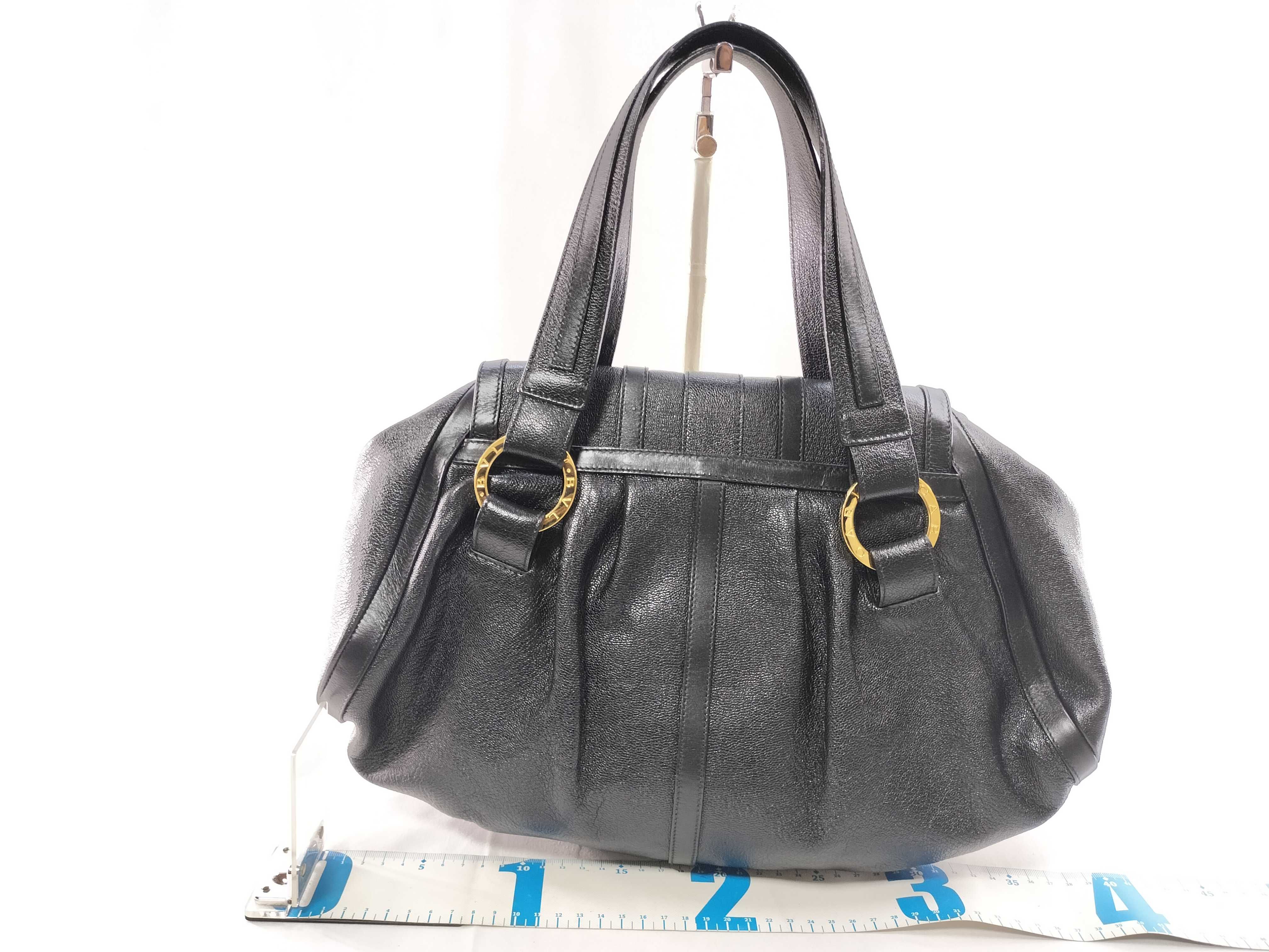 Bulgari Leather Handbag Flap Tote Bag — view 2