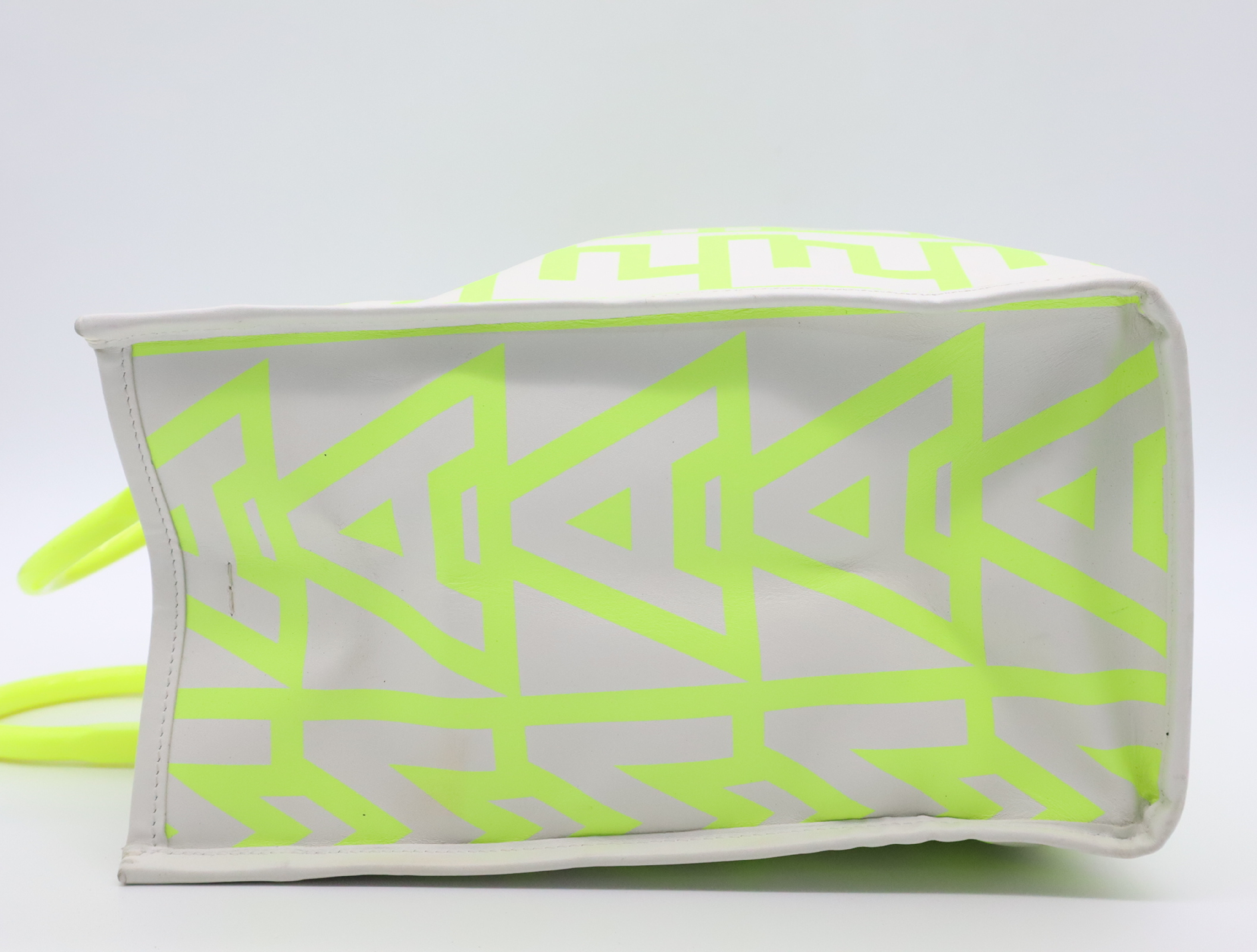 Sunshine Leather Tote Bag - Marc Jacobs Collaboration - Fluorescent Yellow, White, Silver Hardware — view 3