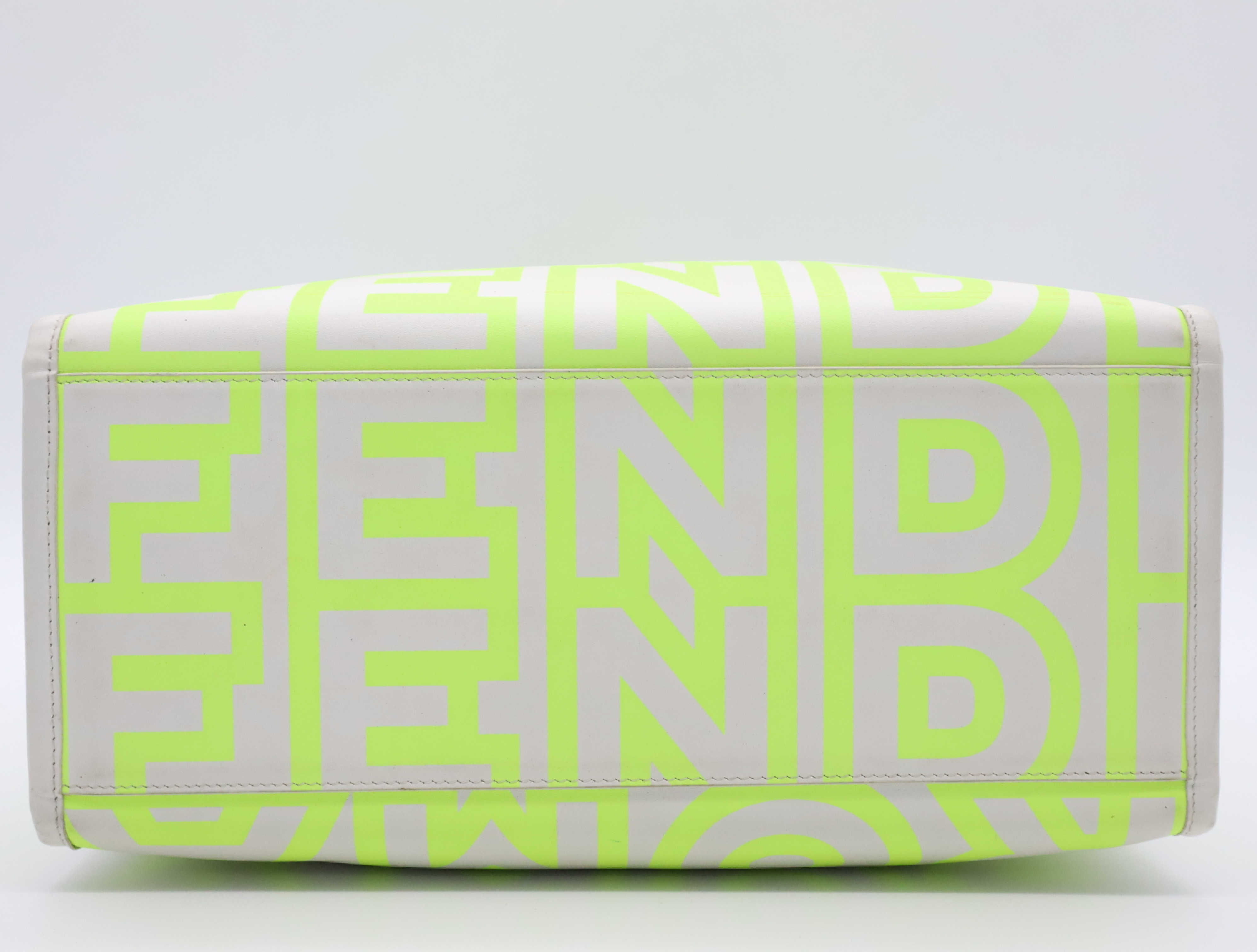 Sunshine Leather Tote Bag - Marc Jacobs Collaboration - Fluorescent Yellow, White, Silver Hardware — view 4