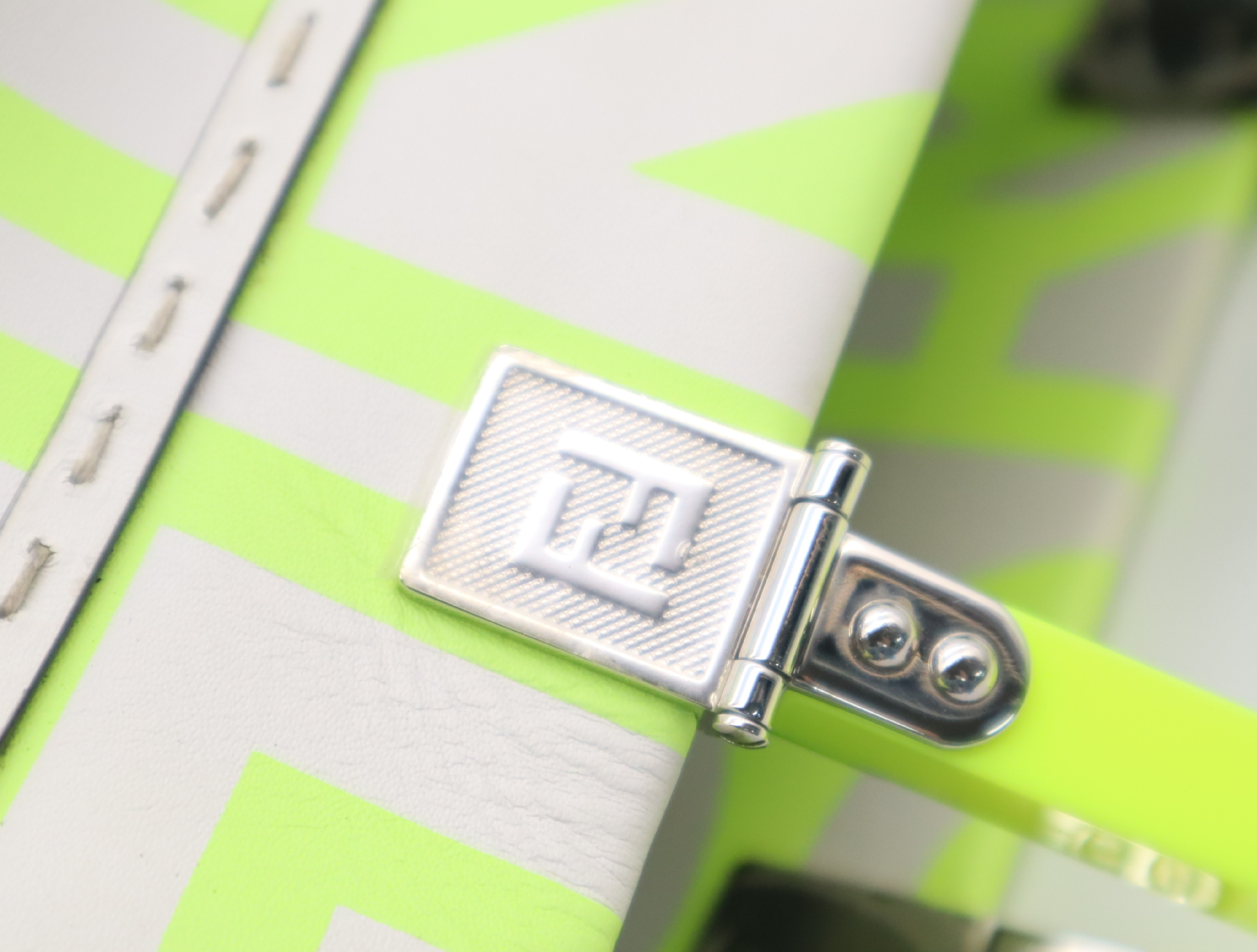 Sunshine Leather Tote Bag - Marc Jacobs Collaboration - Fluorescent Yellow, White, Silver Hardware — view 9