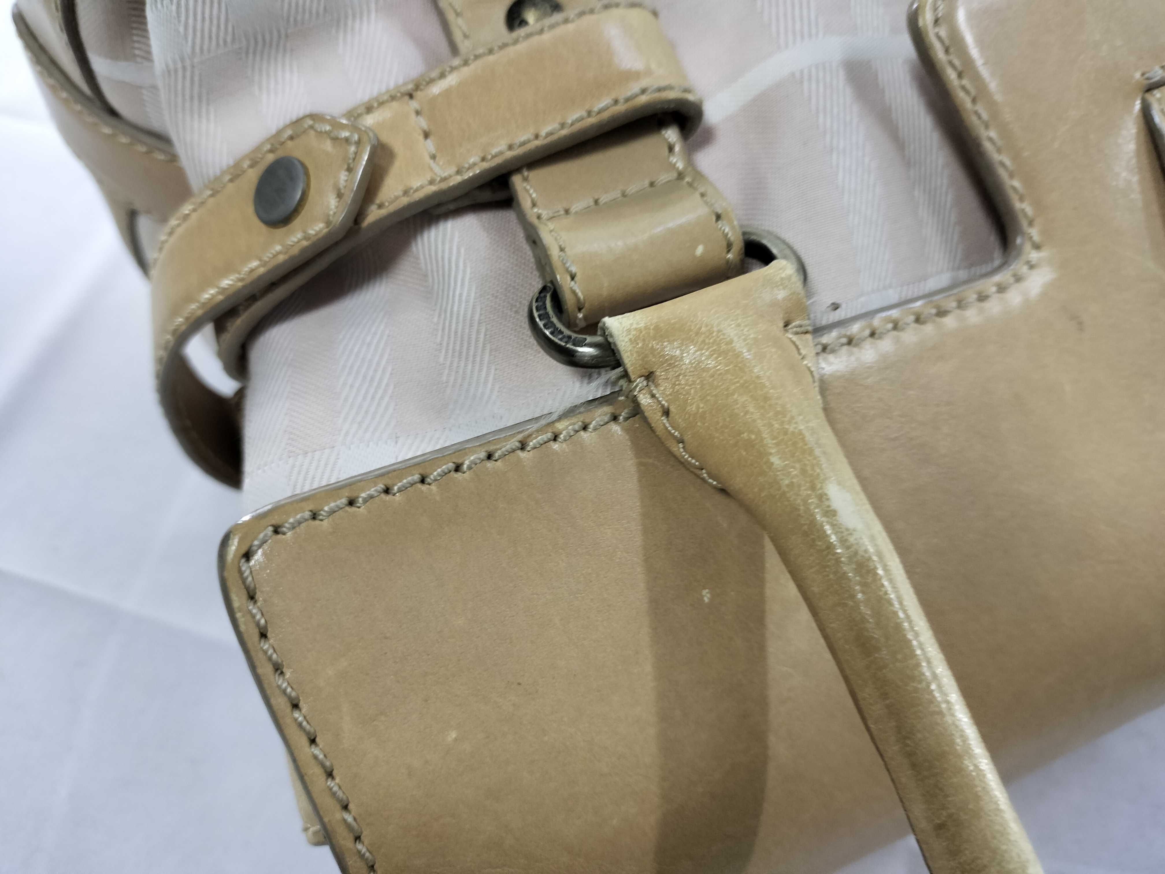 Leather x Check Handbag Tote Bag — view 5