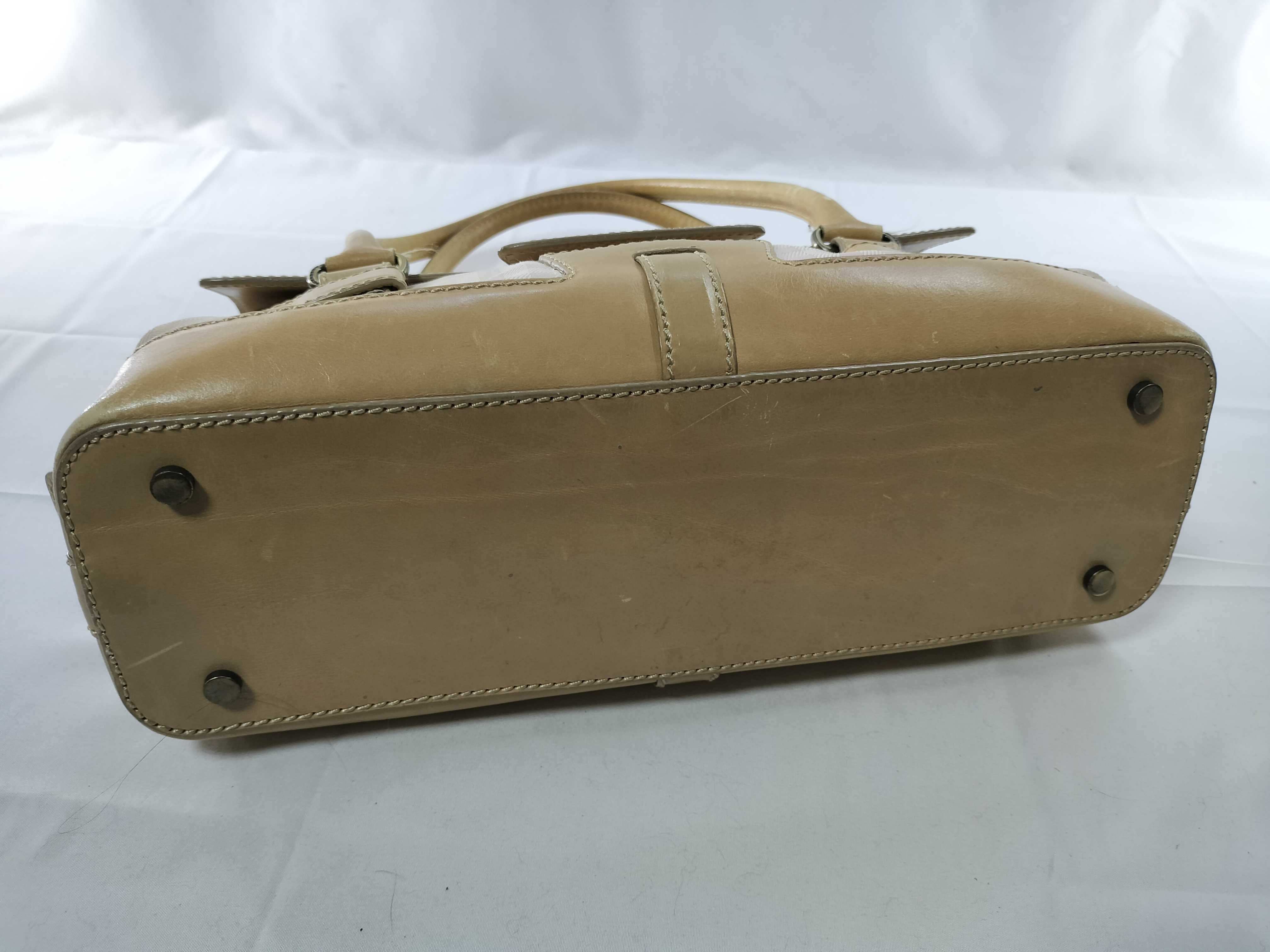 Leather x Check Handbag Tote Bag — view 7