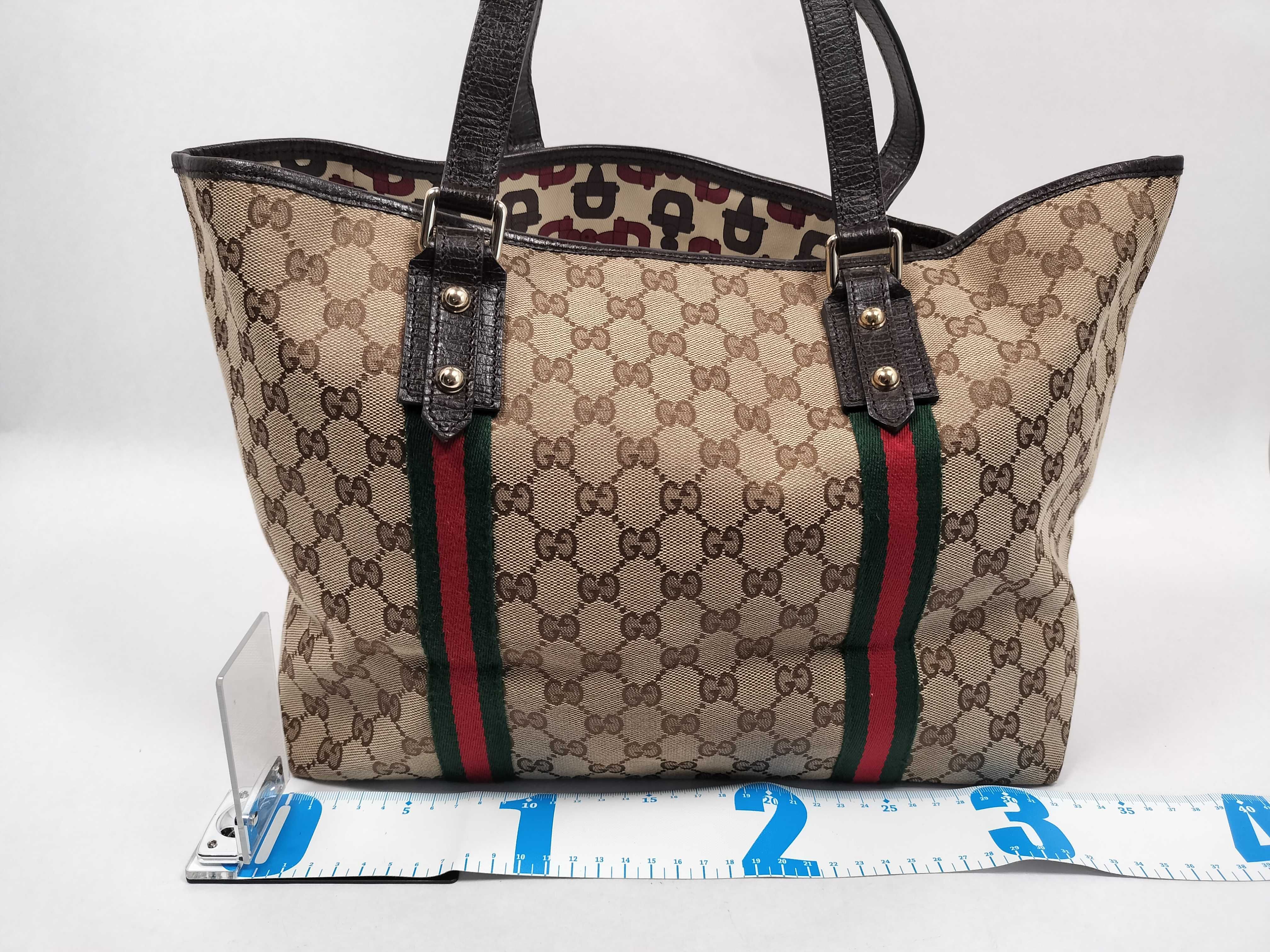 GG Canvas Sherry Line Tote Bag, Beige/Brown, 139260 (ky24534) — view 2