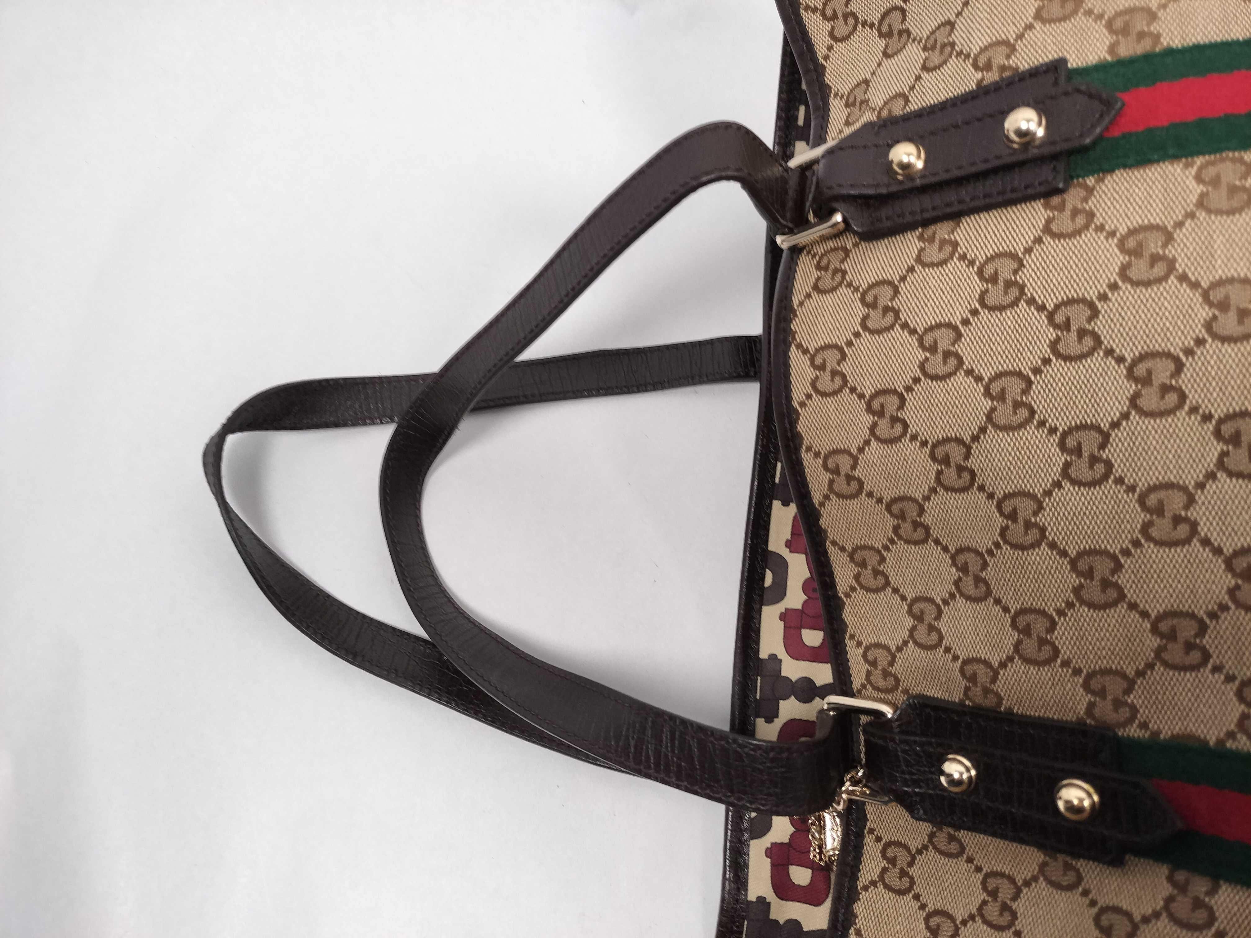 GG Canvas Sherry Line Tote Bag, Beige/Brown, 139260 (ky24534) — view 3