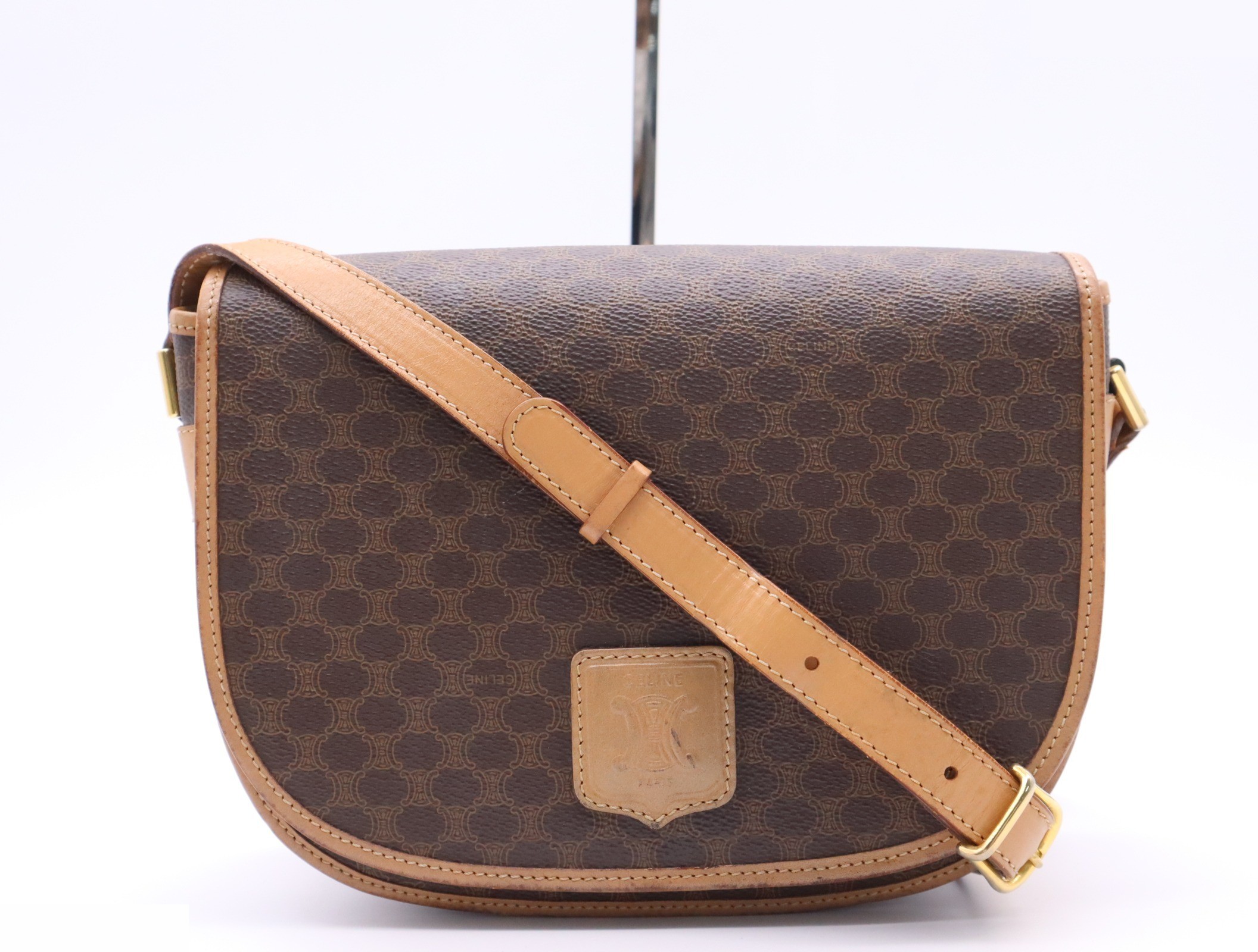 PVC x Leather Macadam Shoulder Bag, Brown, Gold Hardware