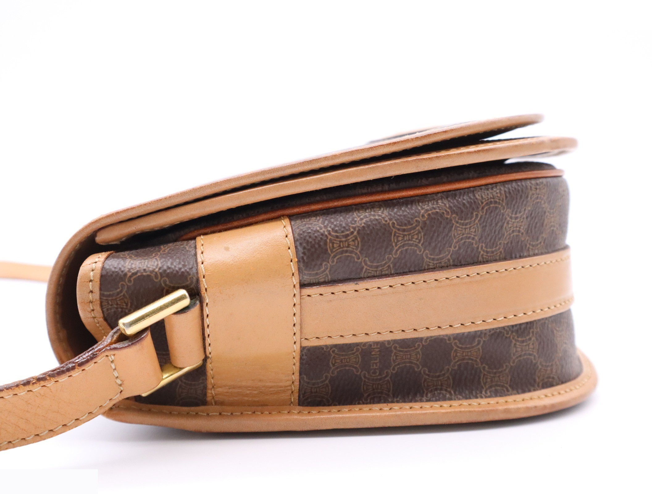 PVC x Leather Macadam Shoulder Bag, Brown, Gold Hardware — view 3