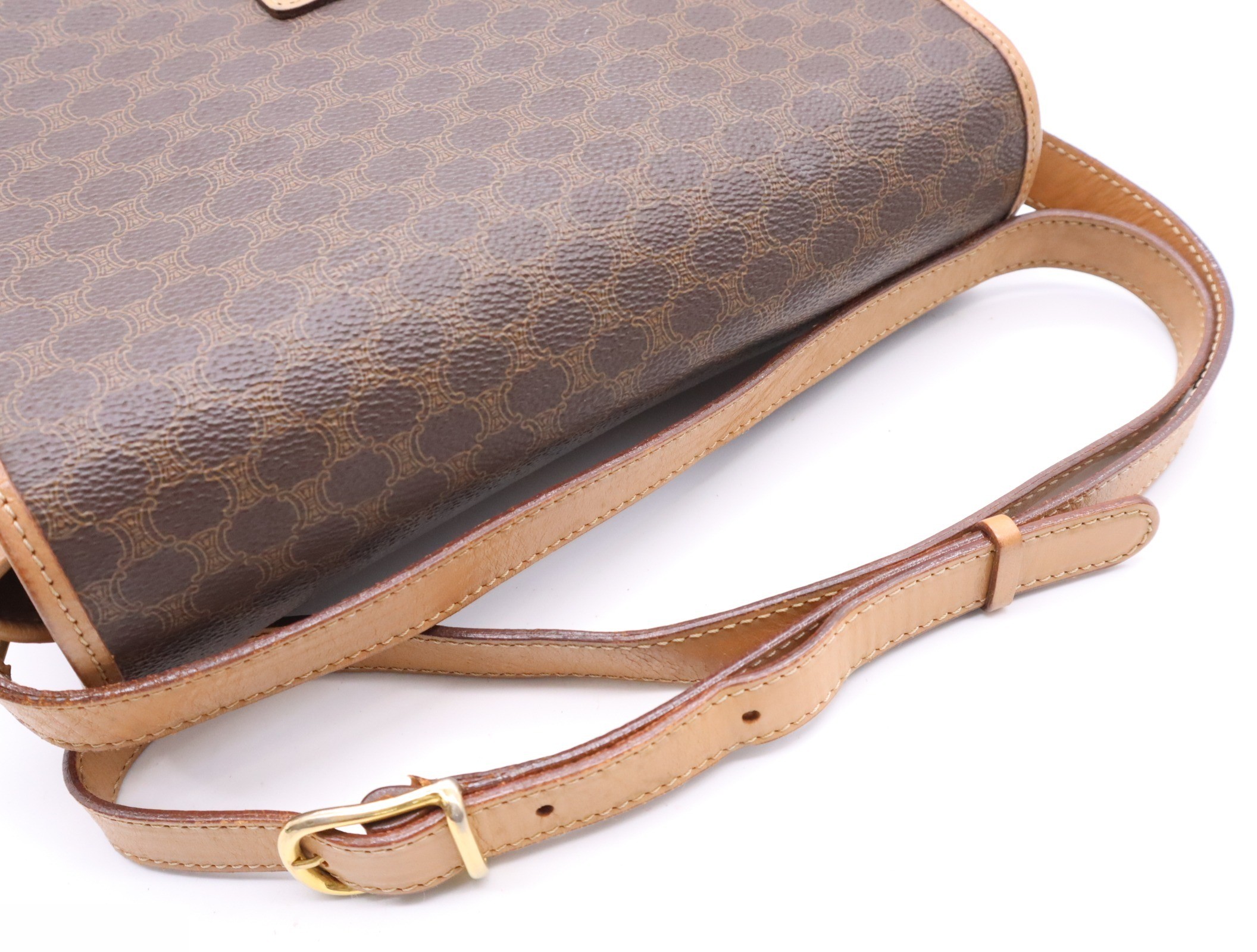 PVC x Leather Macadam Shoulder Bag, Brown, Gold Hardware — view 6