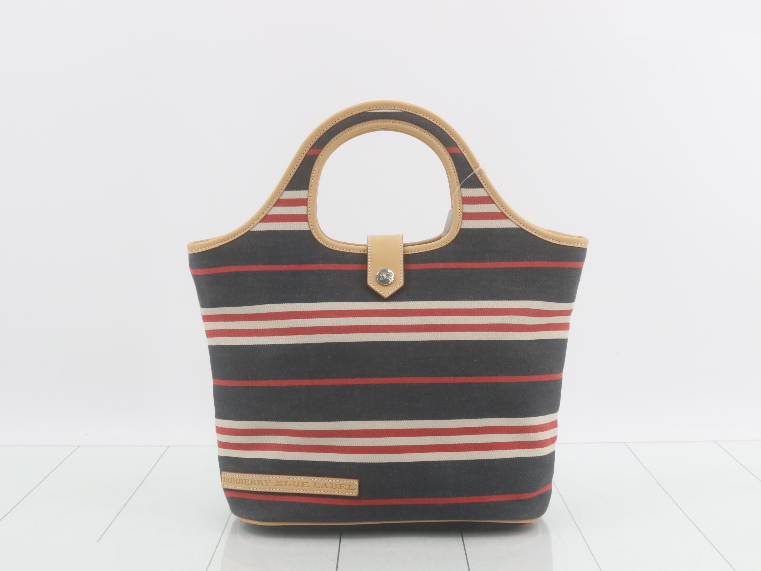 Denim striped Shadow Horse button handbag