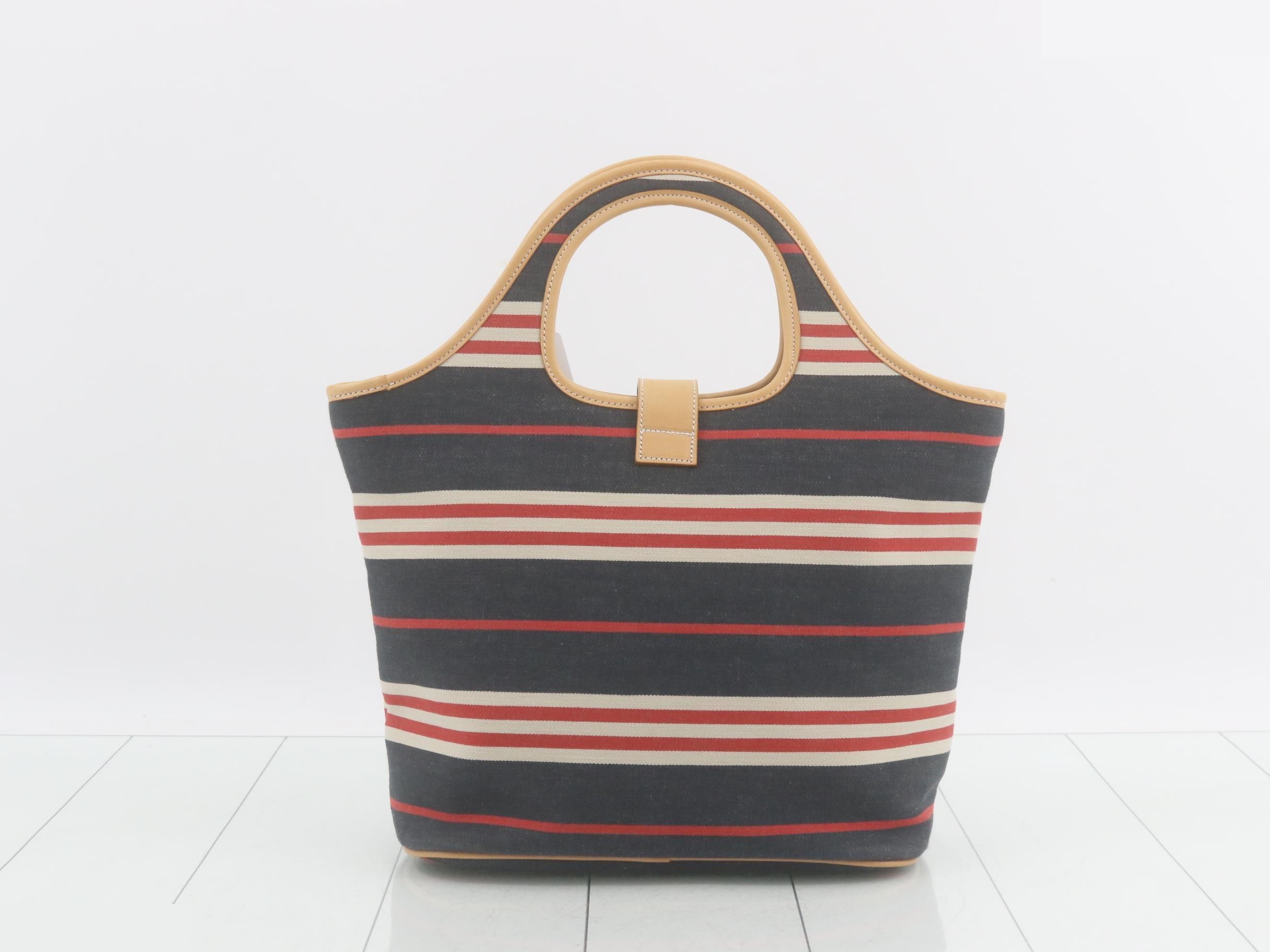 Denim striped Shadow Horse button handbag — view 2