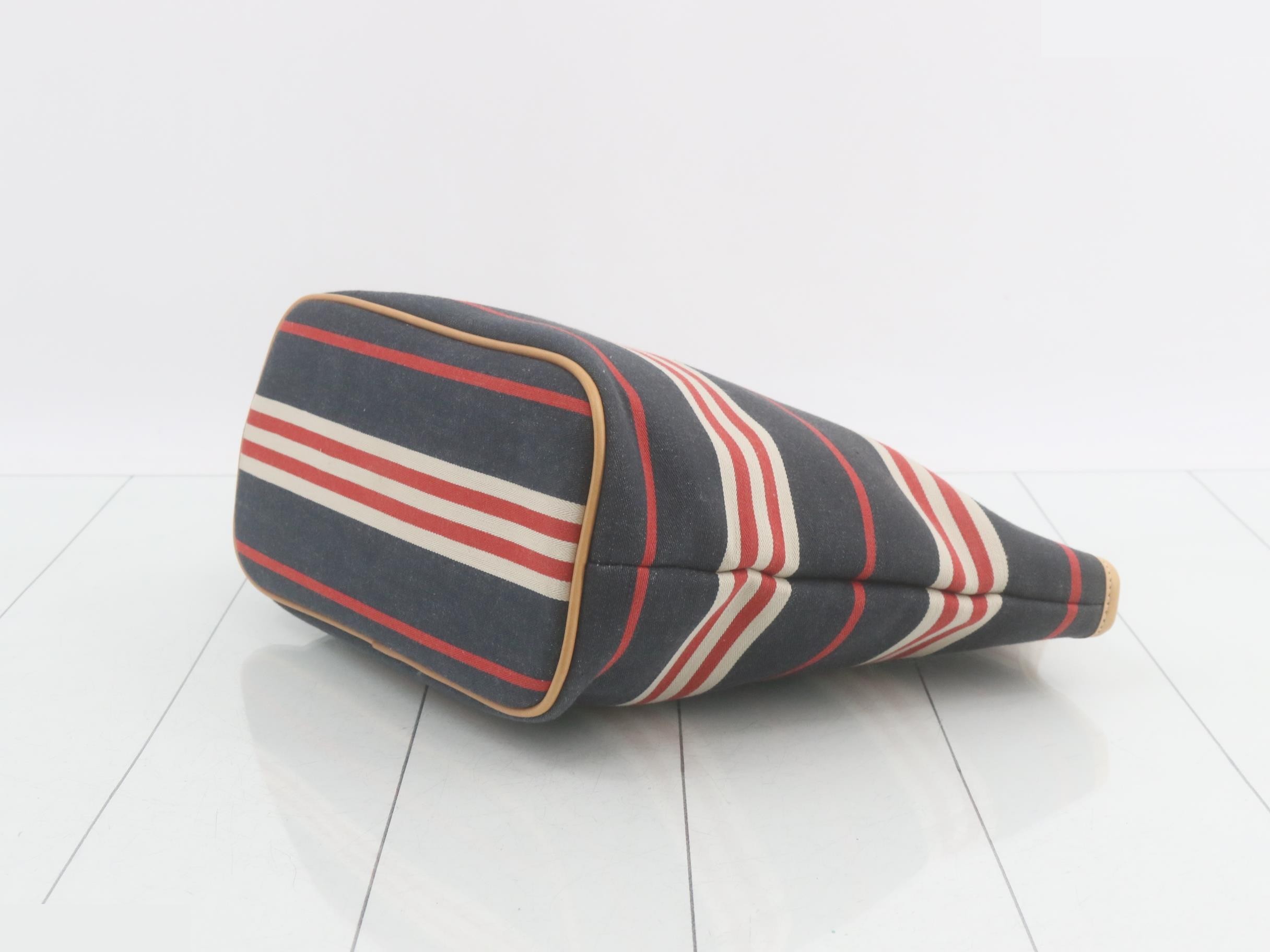 Denim striped Shadow Horse button handbag — view 6