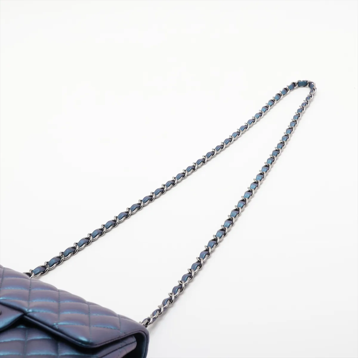 Mini Matelassé 20 Lambskin Single Flap Single Chain Bag, Blue x Purple, Silver Hardware, 23654439, Serial Number 23-series, A69900 — view 5
