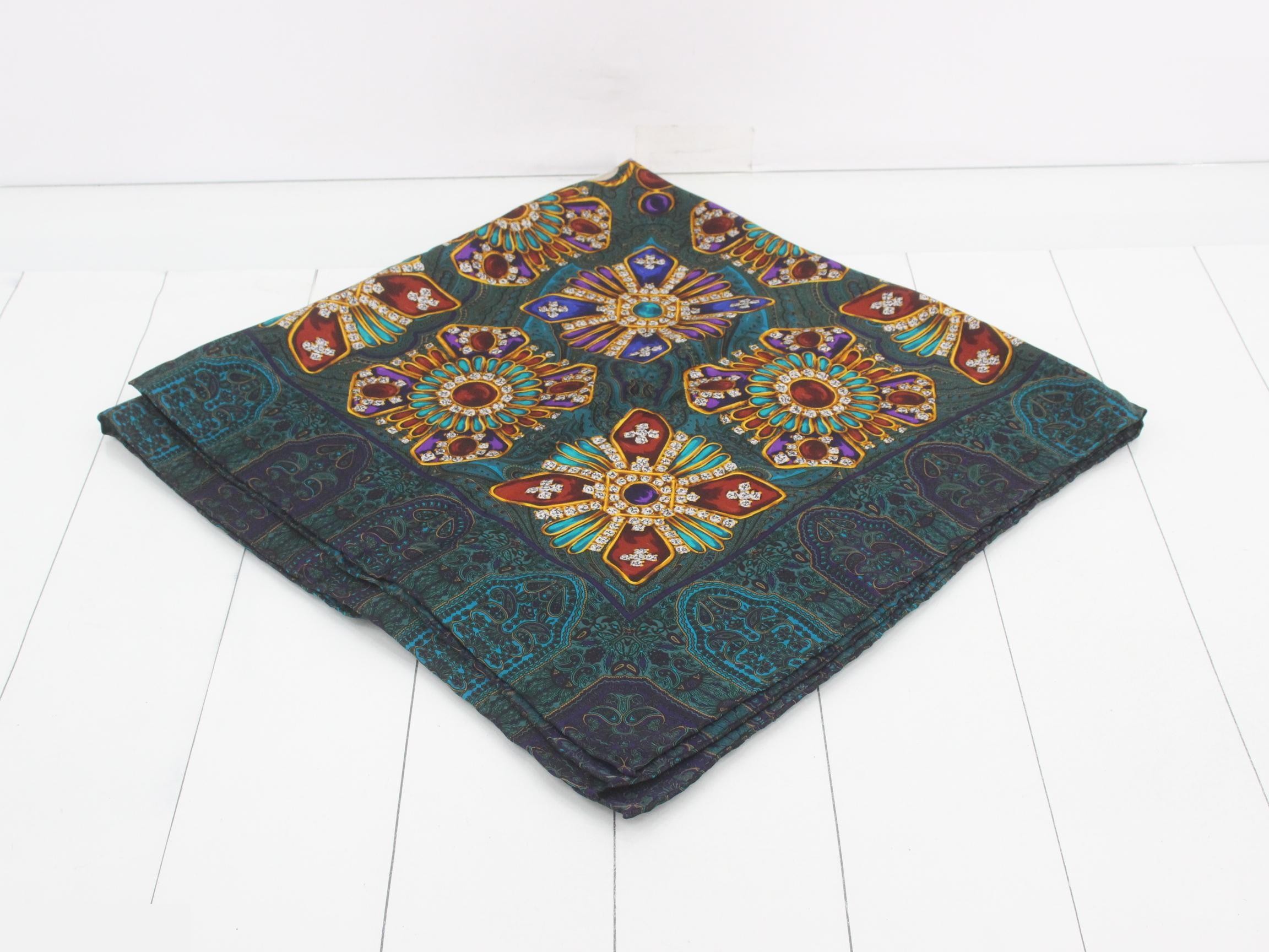 Vintage jewelry pattern paisley large silk scarf — view 2