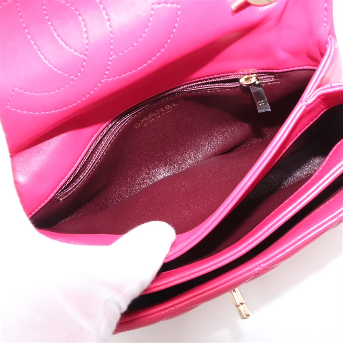 Trendy CC Lambskin 2WAY Handbag Pink Gold Hardware 24167016 24th Series — view 12