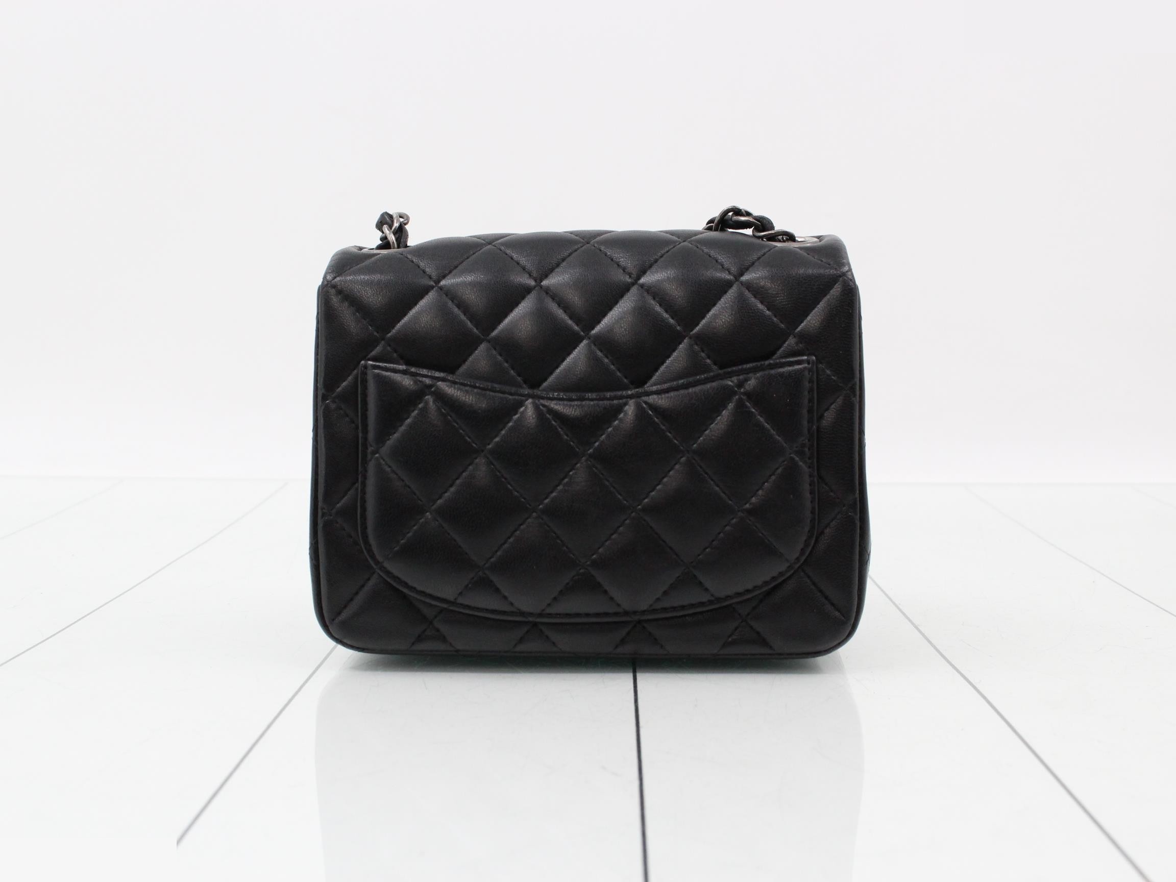 Matelassé Leather Chain Shoulder Bag, Black — view 2