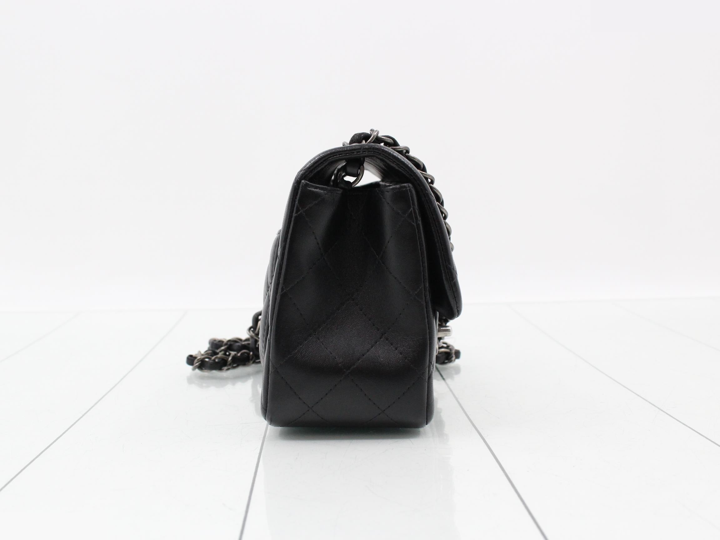 Matelassé Leather Chain Shoulder Bag, Black — view 4
