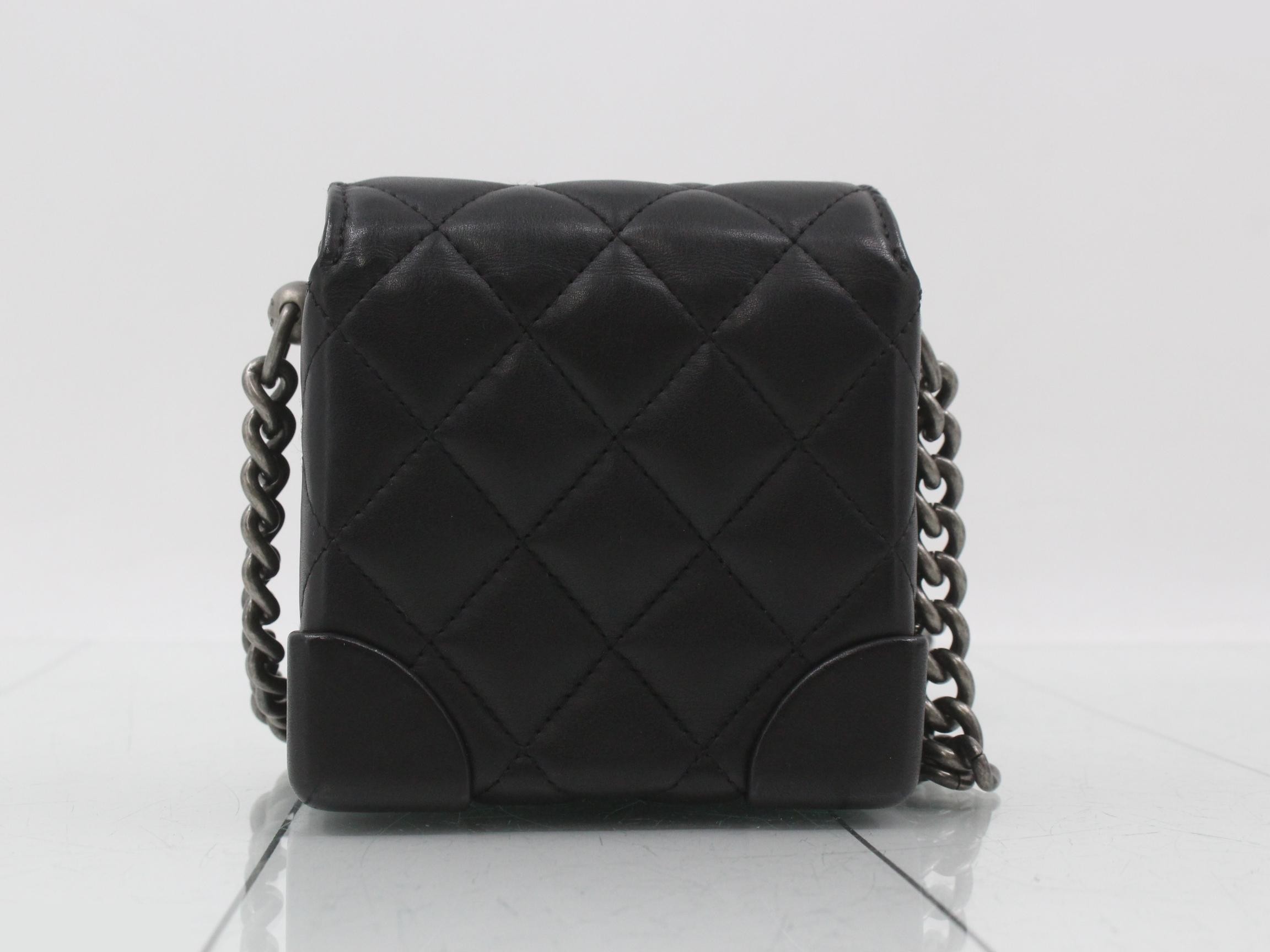 Leather Coco Mark Chain Shoulder Bag, Black — view 2