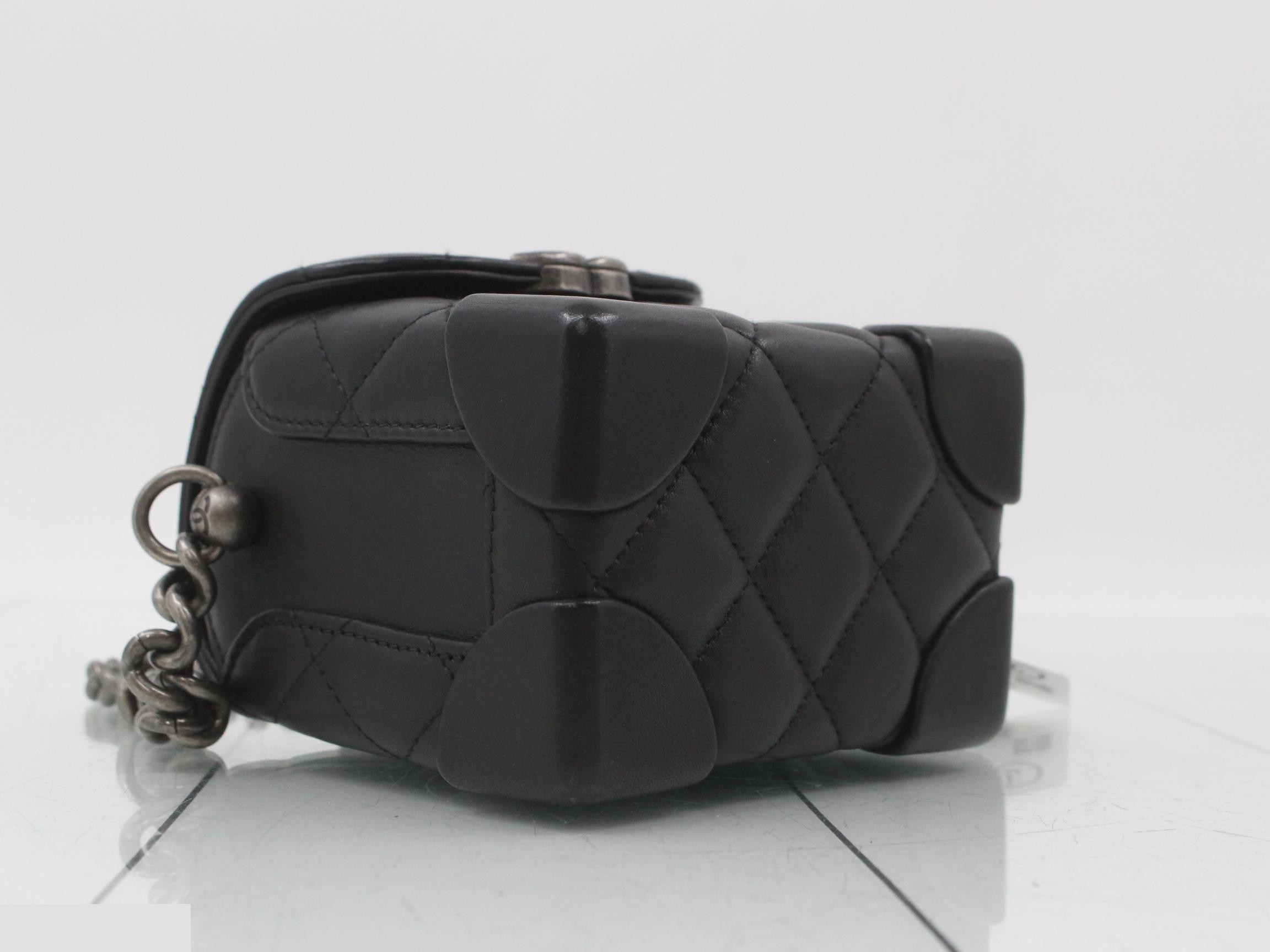 Leather Coco Mark Chain Shoulder Bag, Black — view 5