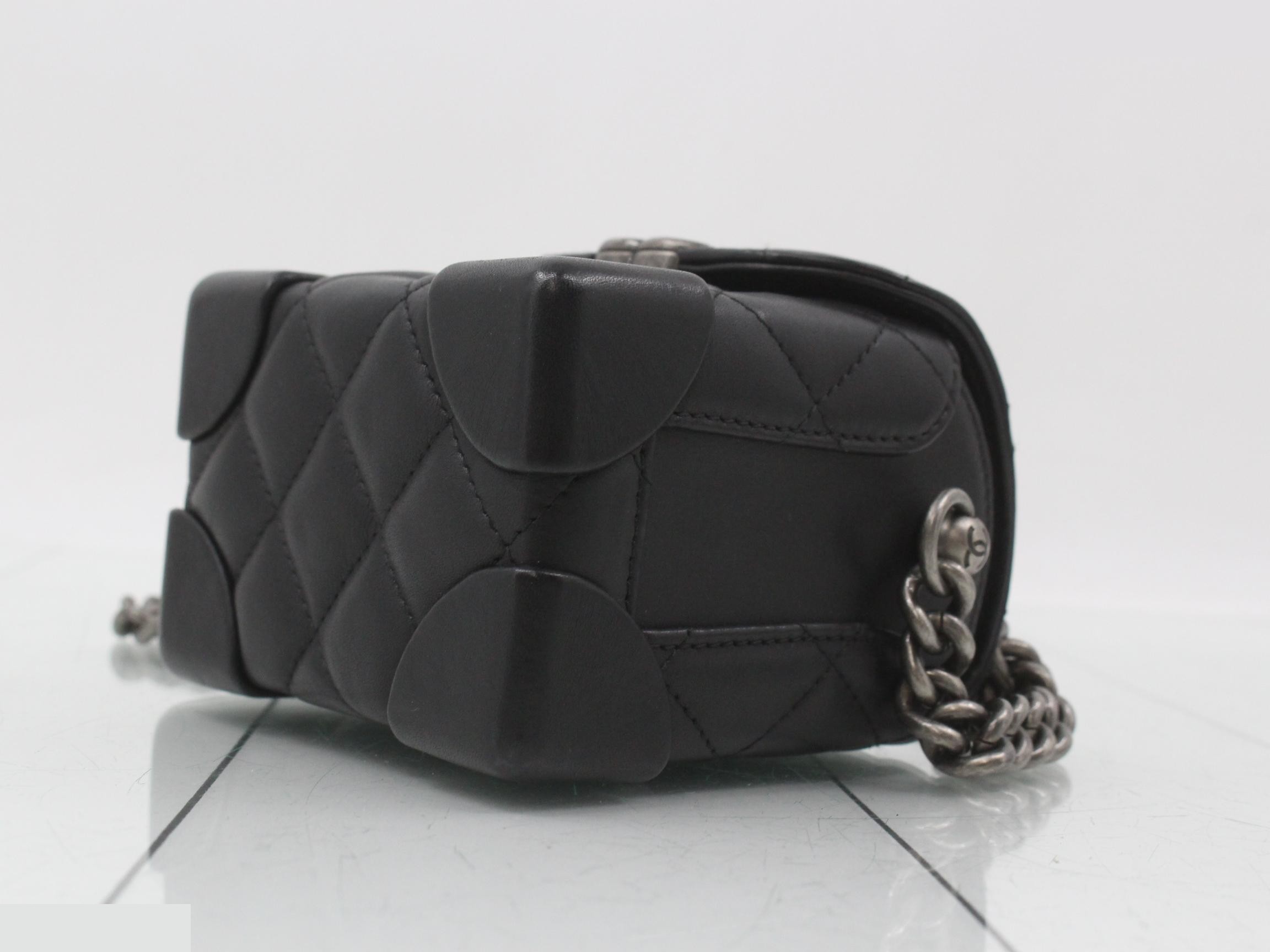 Leather Coco Mark Chain Shoulder Bag, Black — view 6