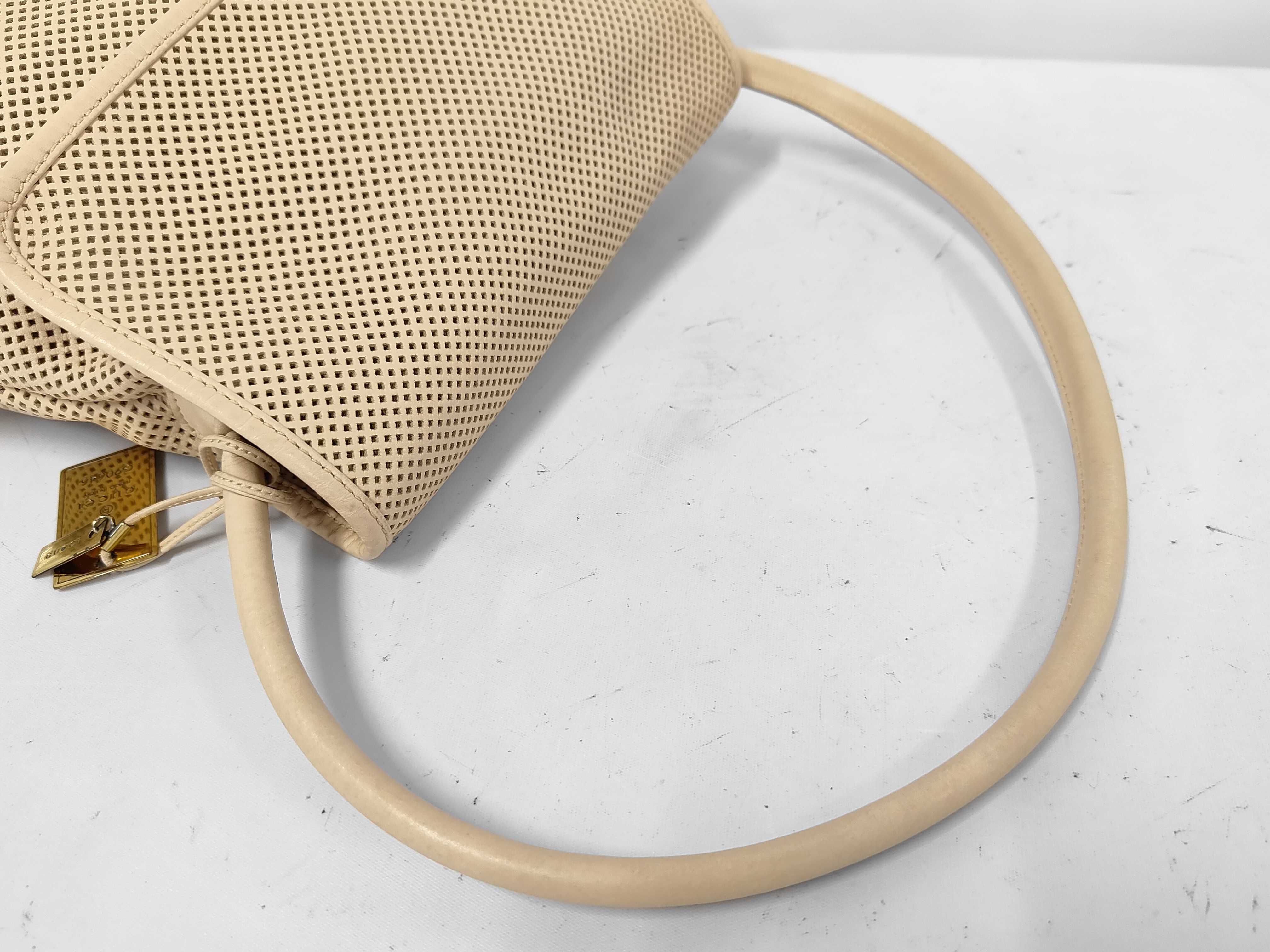 handbag, perforated leather, beige, 90646 — view 3