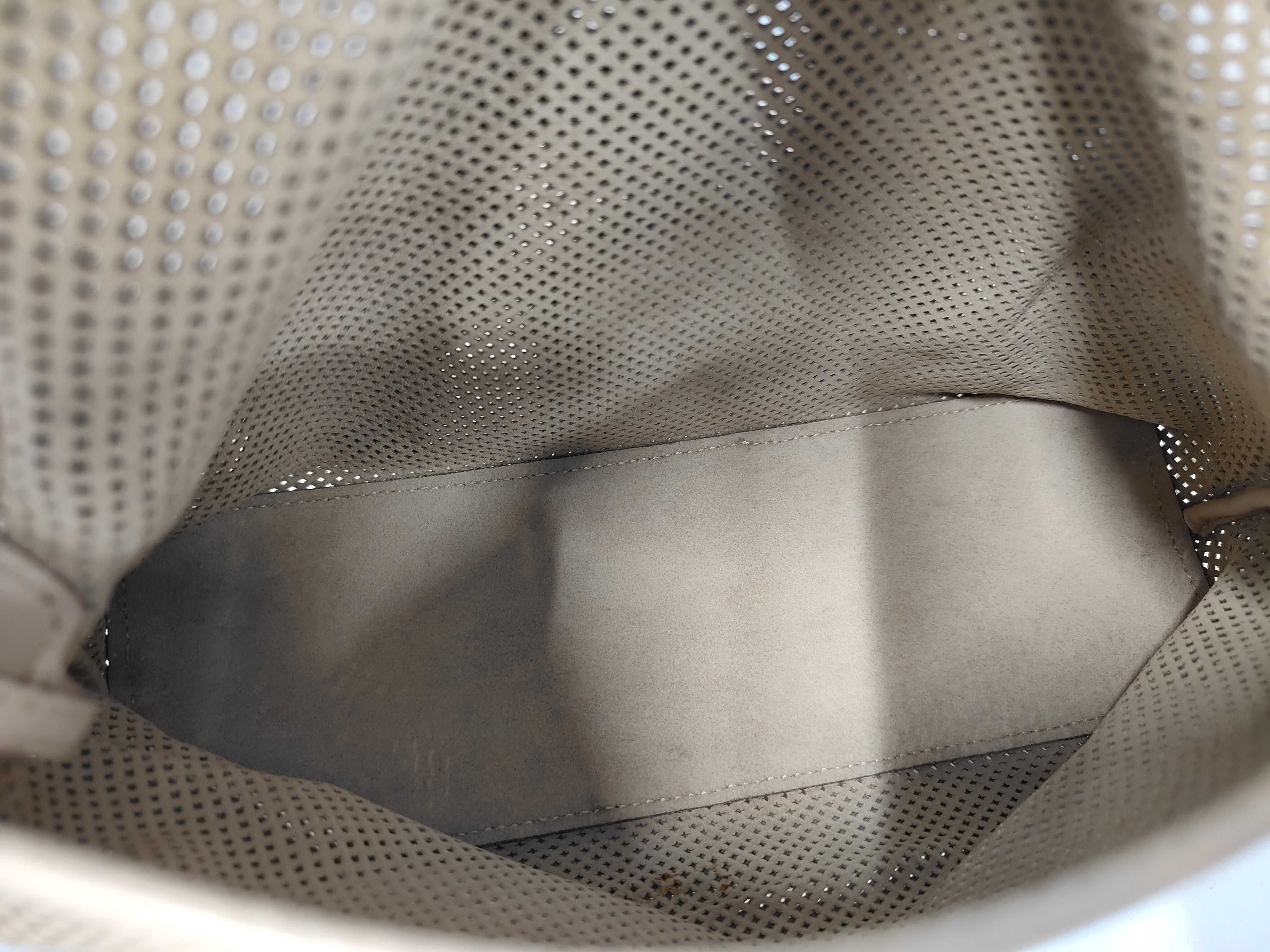 handbag, perforated leather, beige, 90646 — view 8