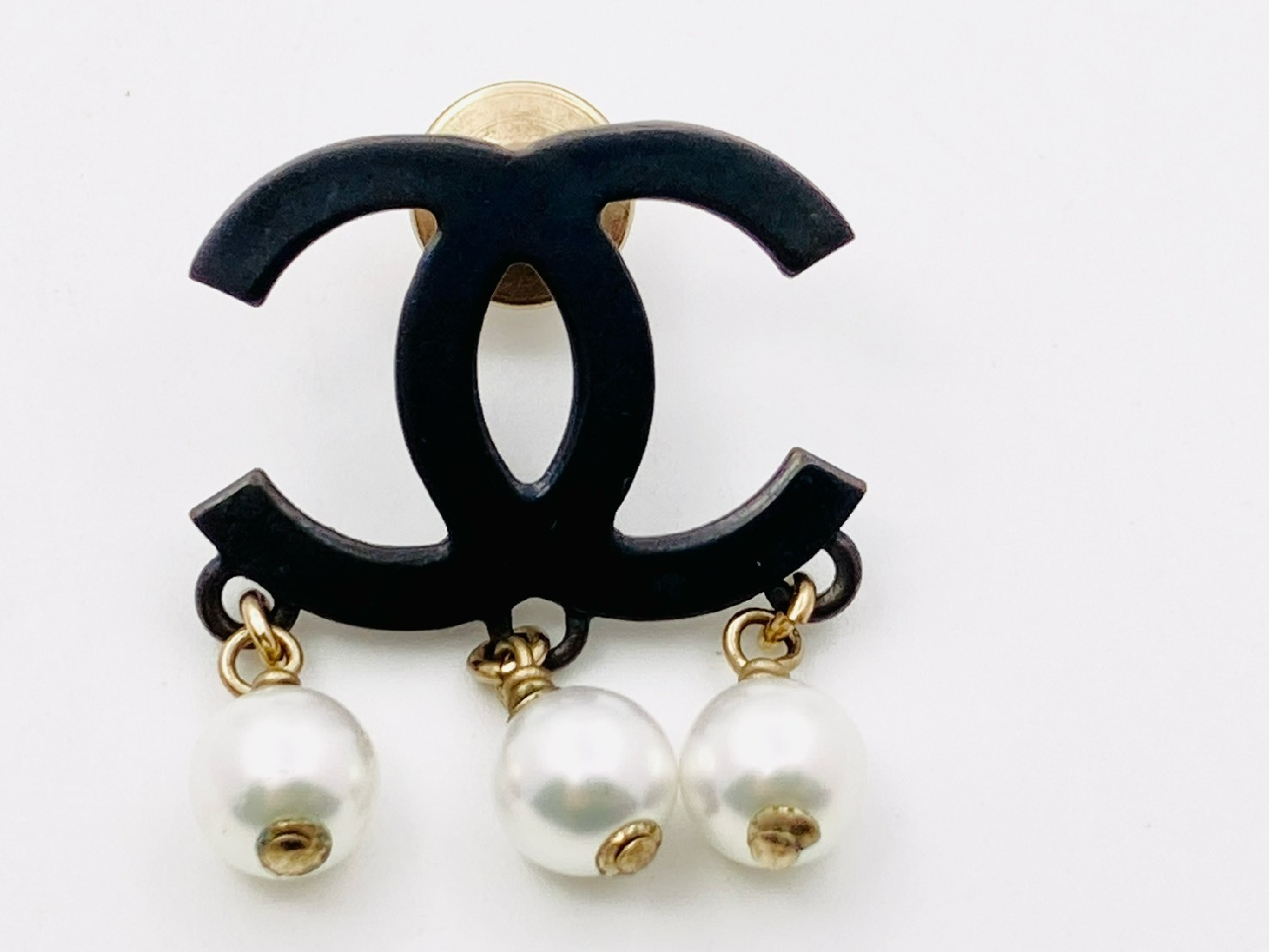 Coco Mark Faux Pearl Pin Brooch 06P Black Brooch