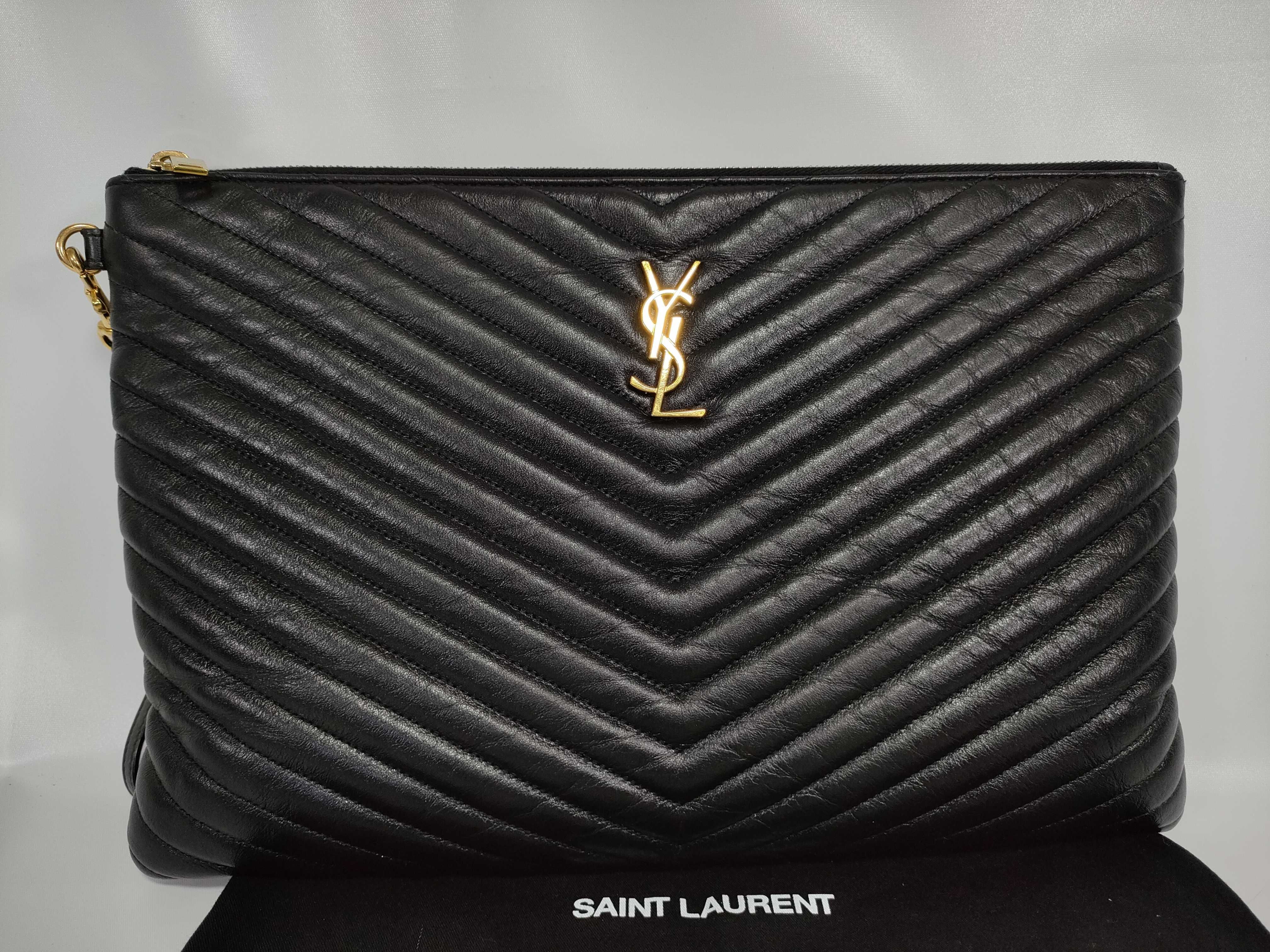 Matelasse Clutch Bag Black Gold Hardware