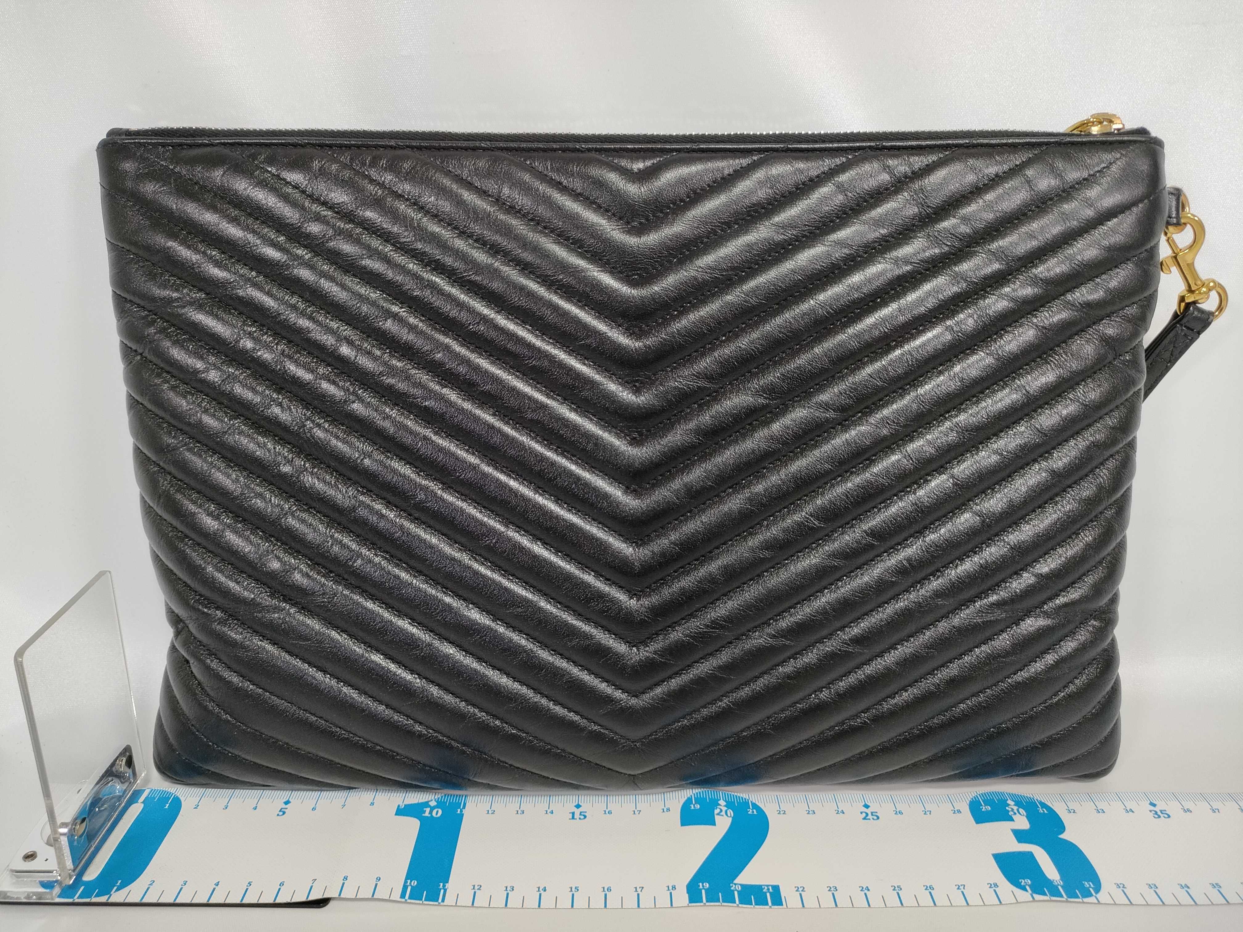 Matelasse Clutch Bag Black Gold Hardware — view 2