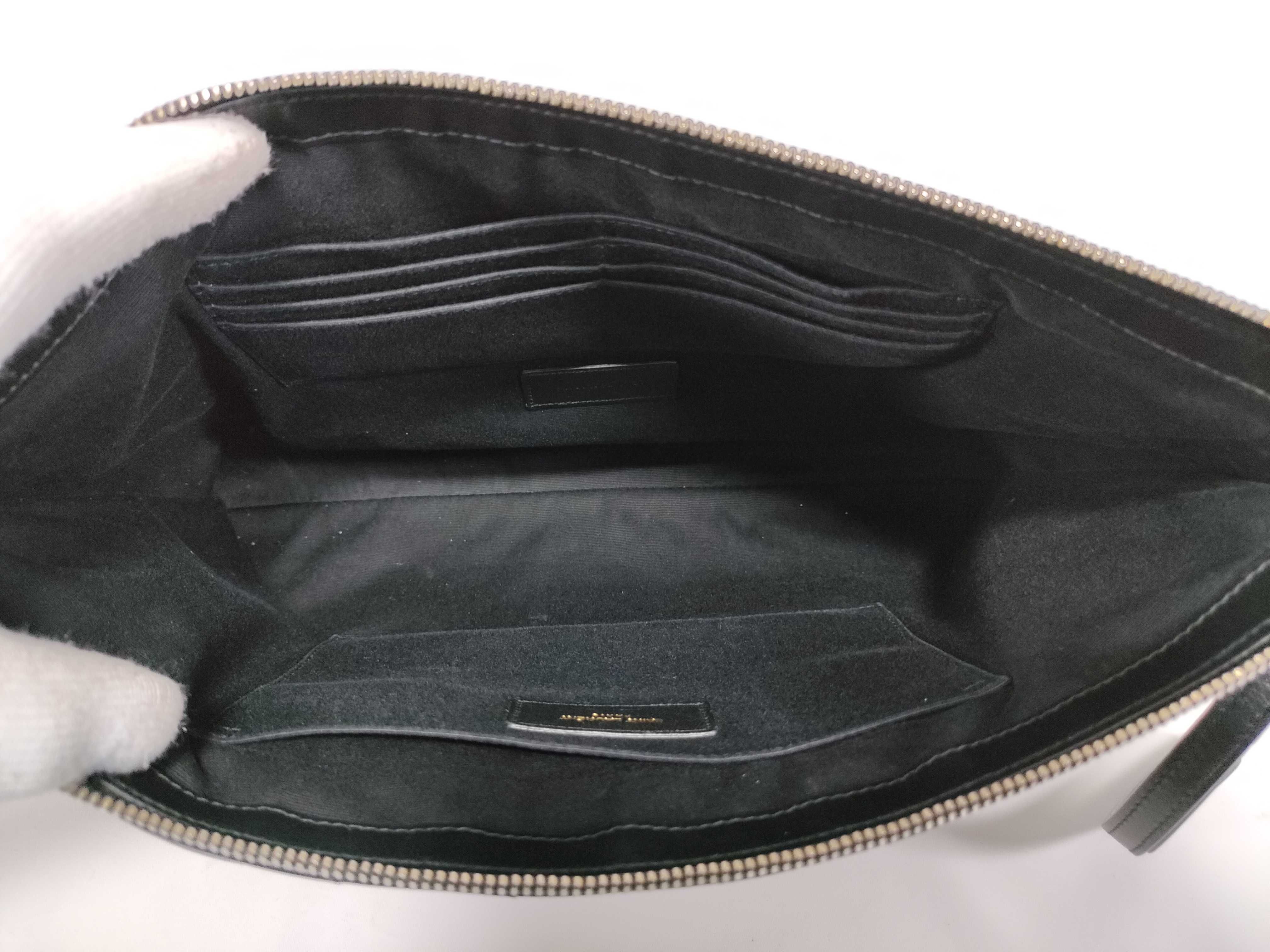Matelasse Clutch Bag Black Gold Hardware — view 14