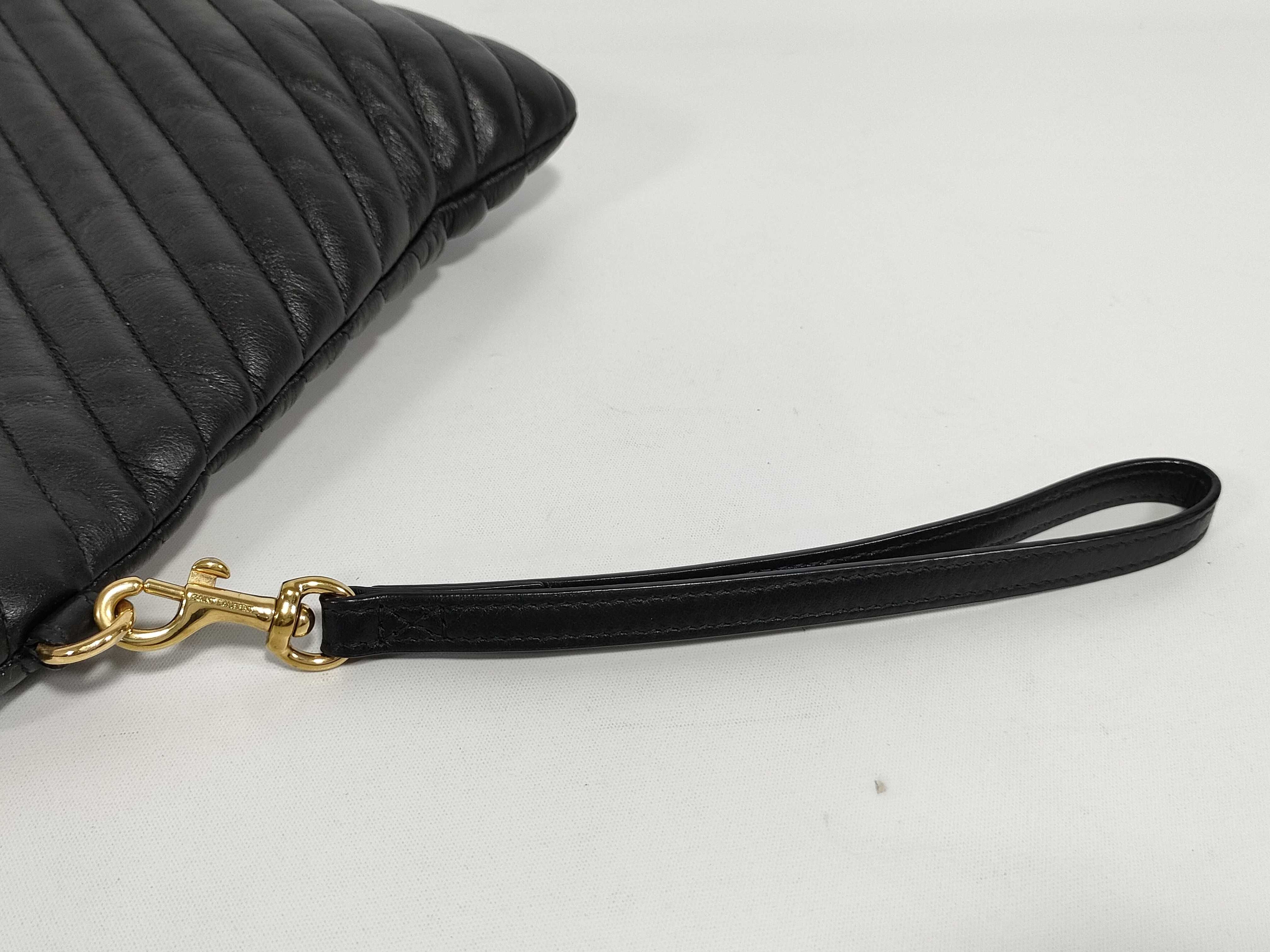 Matelasse Clutch Bag Black Gold Hardware — view 3